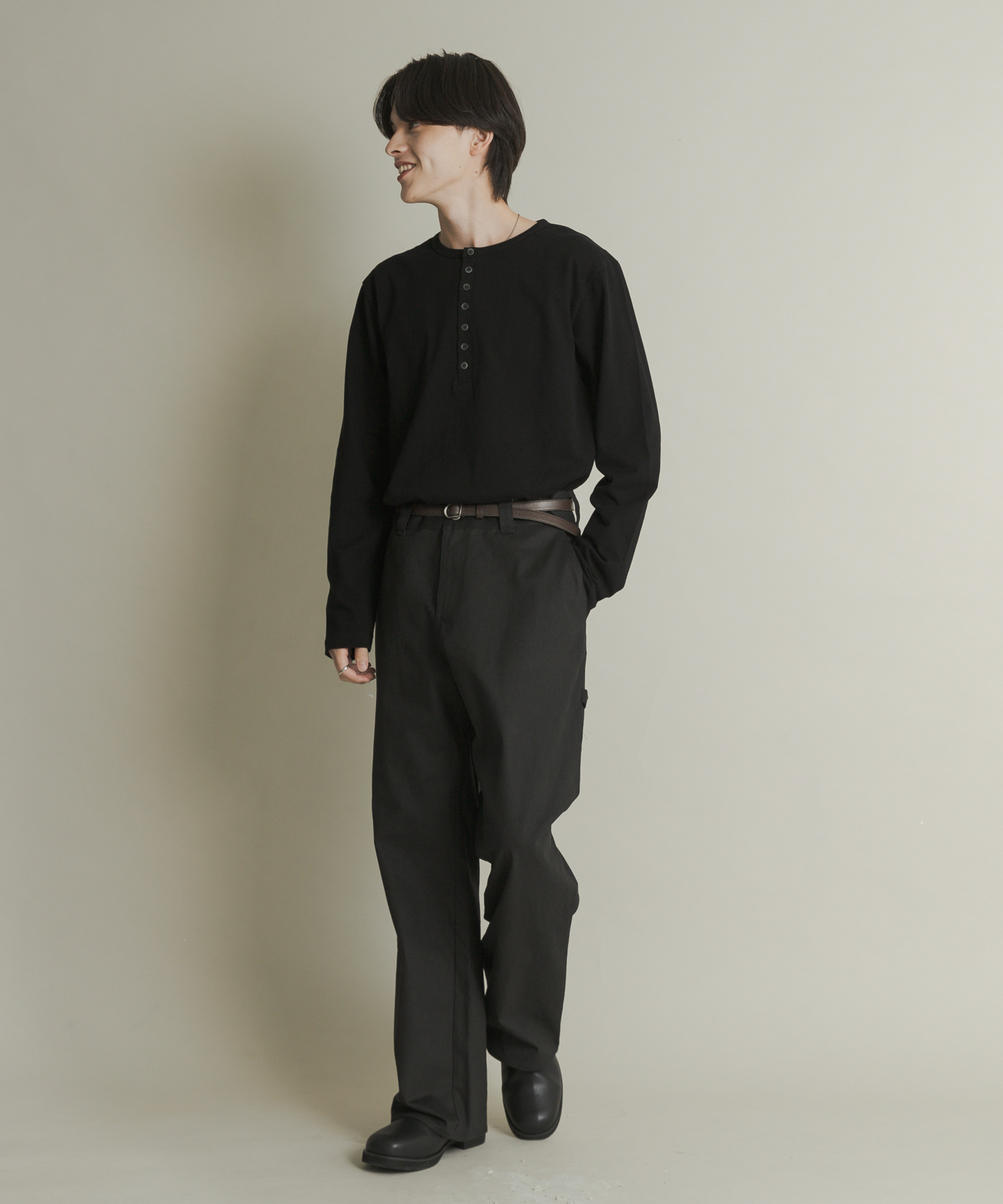 ストレートペインターパンツ BLACK L