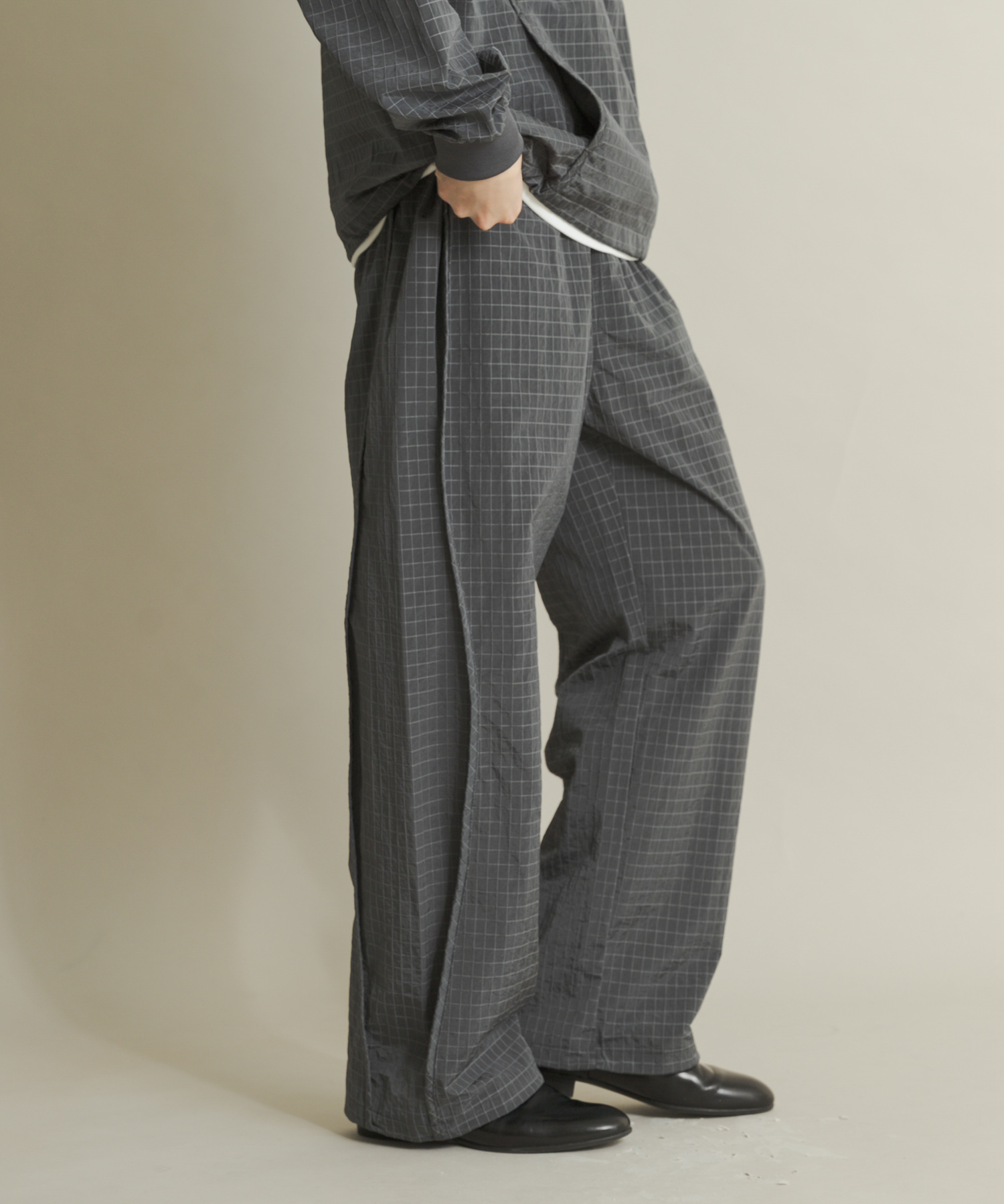 リップストップナイロンワイドスラックス GRAY M