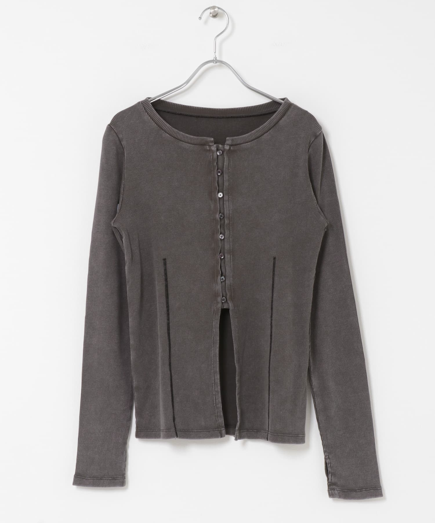 フロントボタンリブトップ CHARCOAL one
