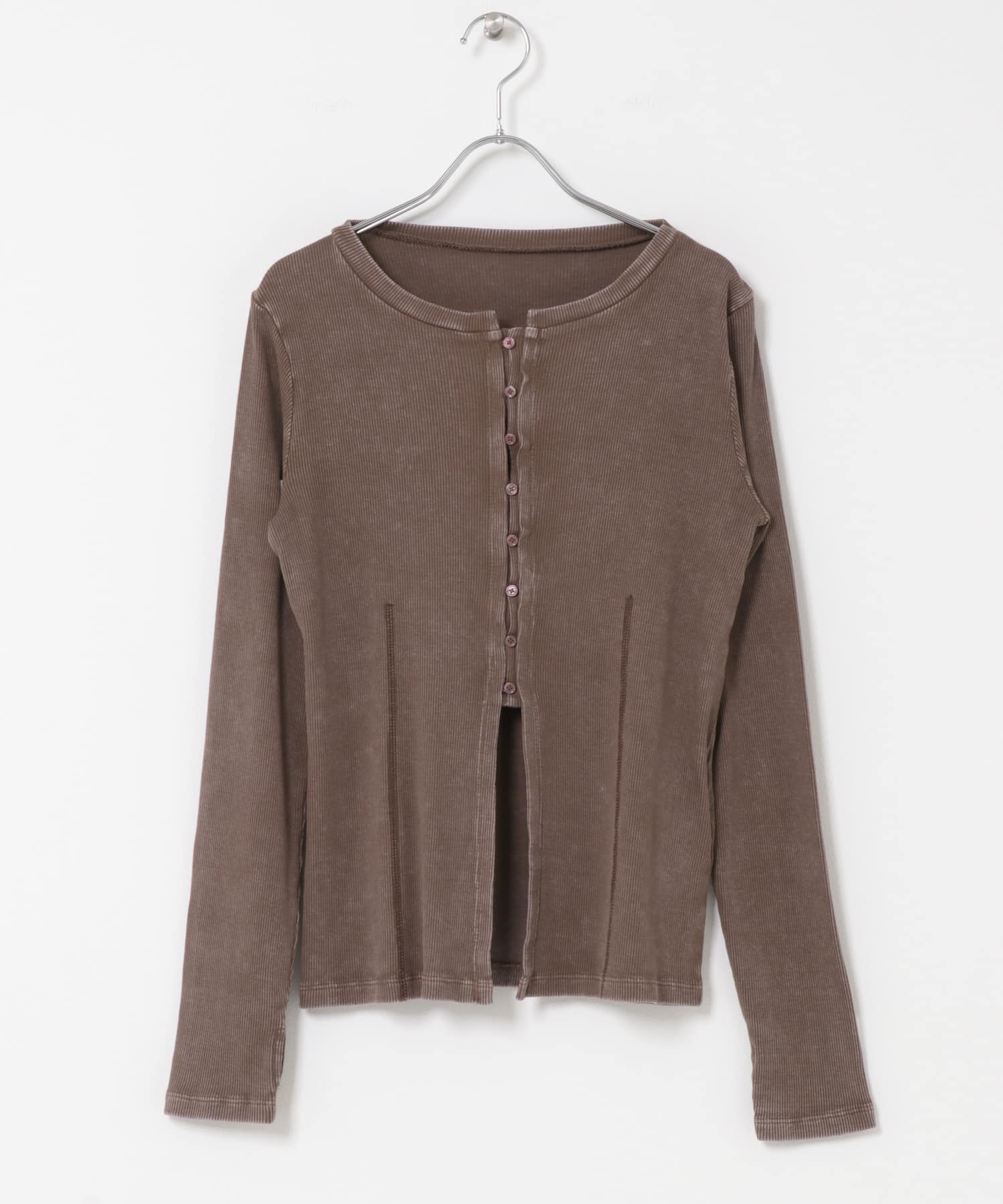 フロントボタンリブトップ BROWN one