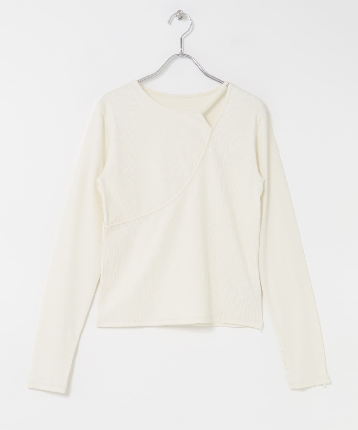 アシンメトリーリブコンパクトトップ OFF WHITE one