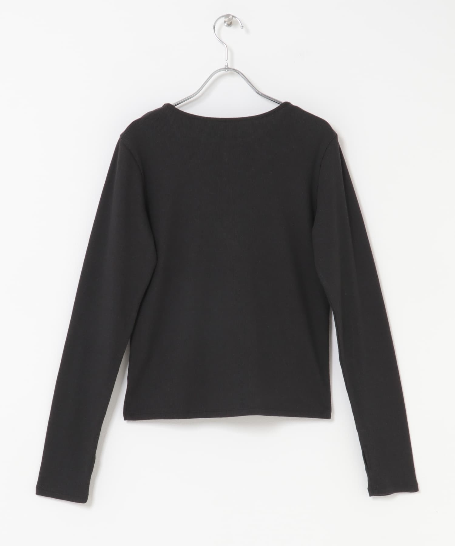 アシンメトリーリブコンパクトトップ BLACK one