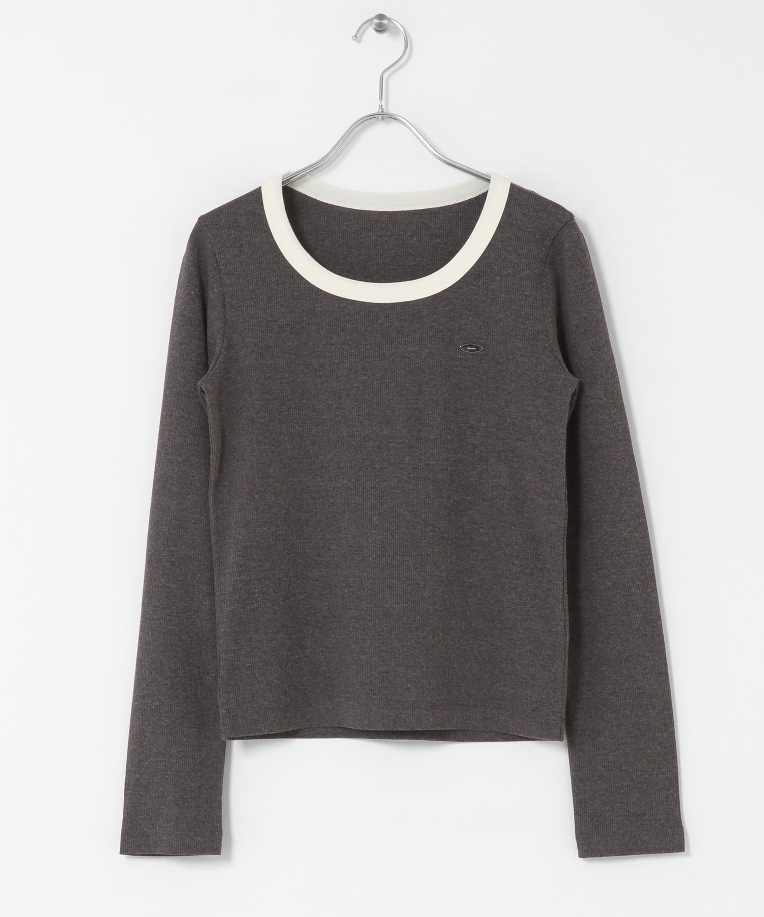 ラウンドネックリブTシャツ CHARCOAL One