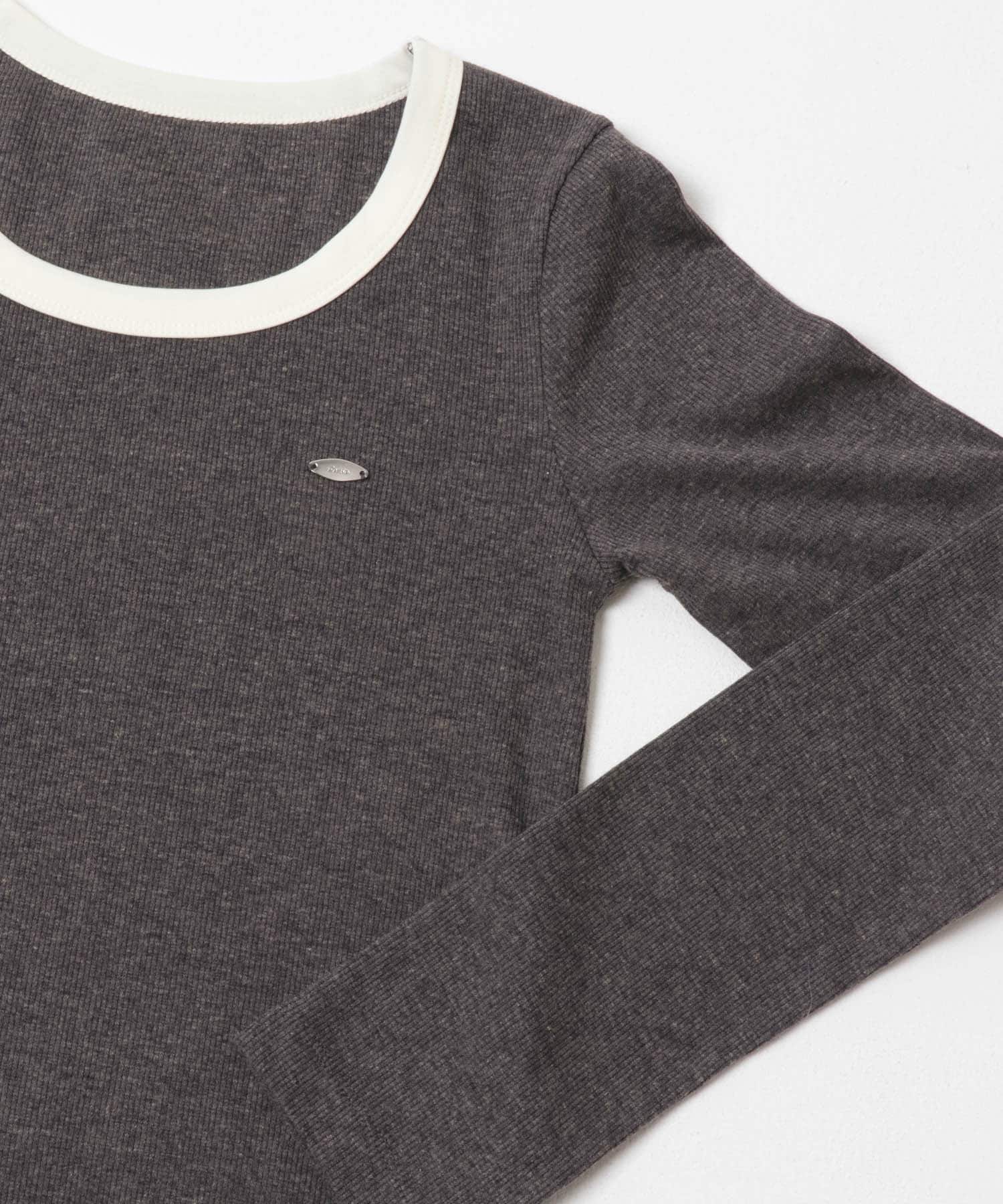 ラウンドネックリブTシャツ CHARCOAL One