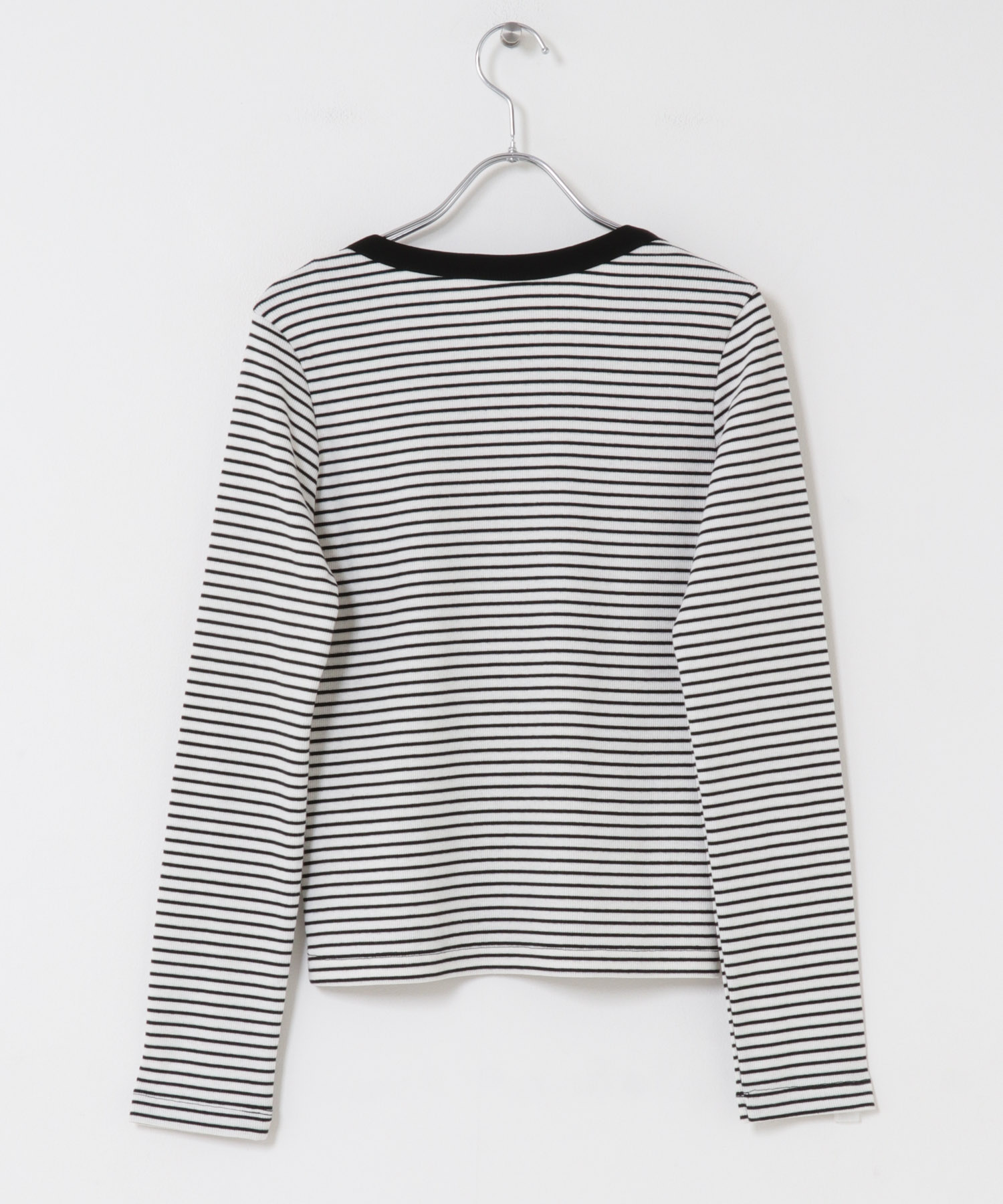 ラウンドネックリブTシャツ WHT×BLK One