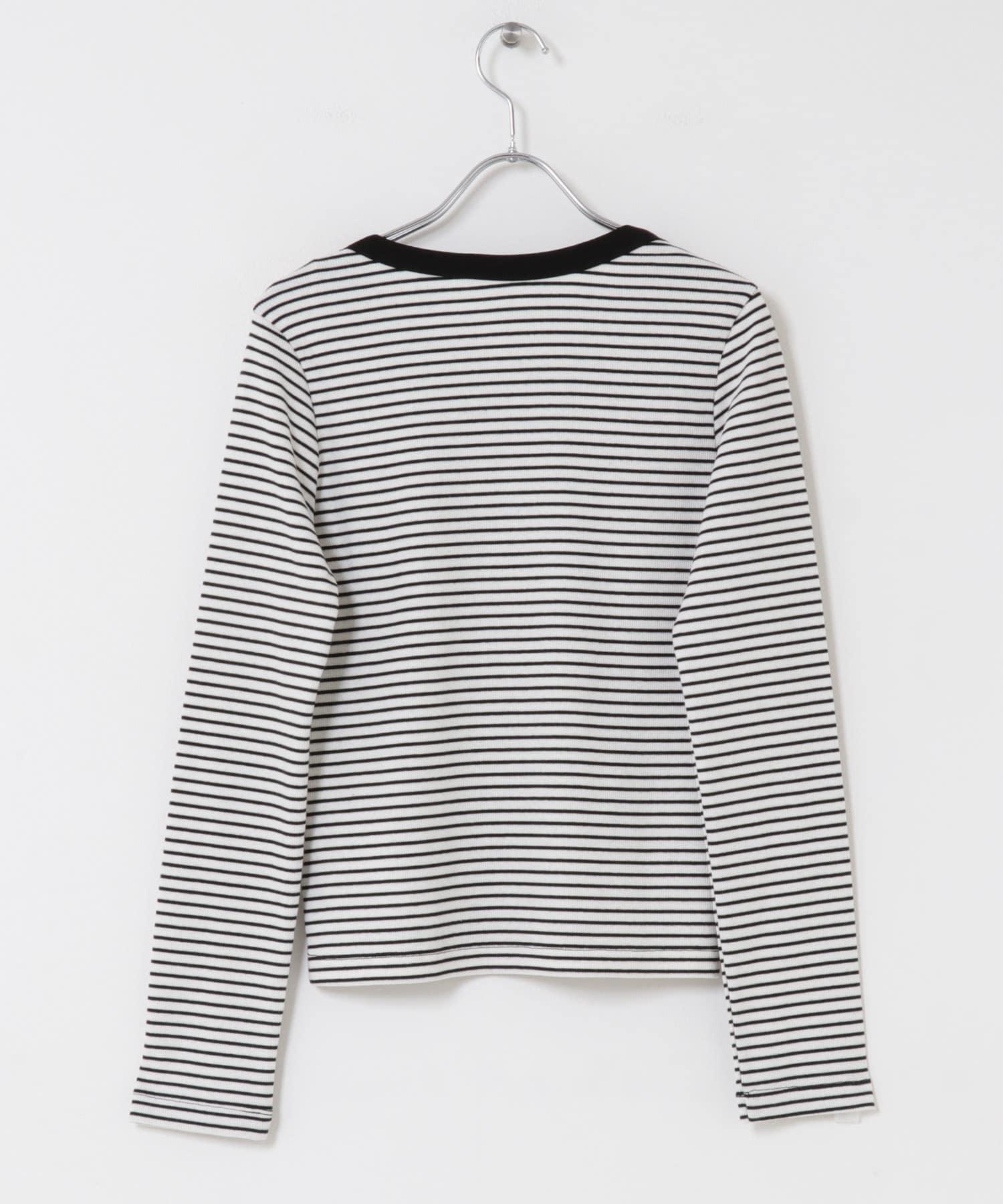 ラウンドネックリブTシャツ WHT×BLK One