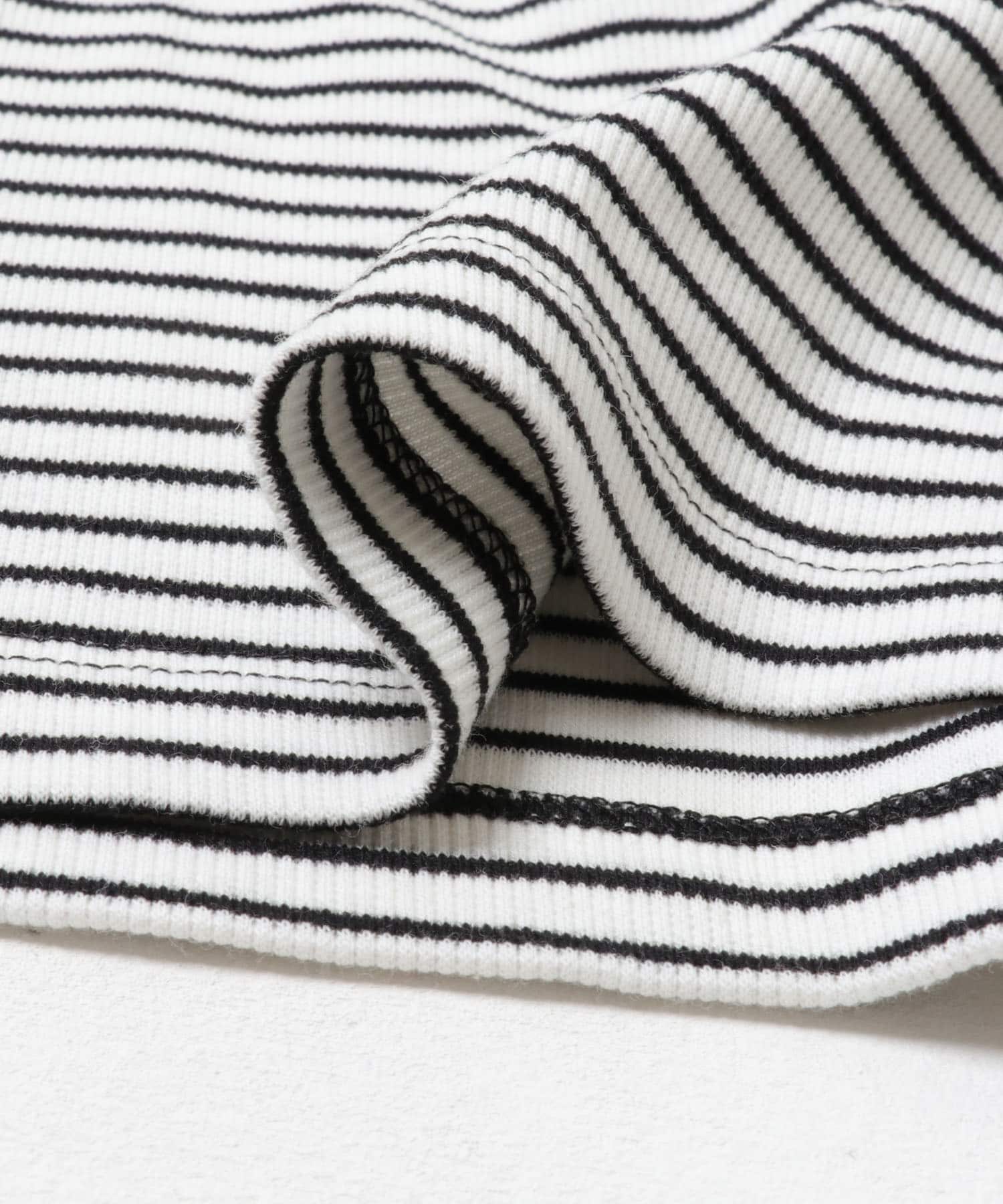 ラウンドネックリブTシャツ WHT×BLK One