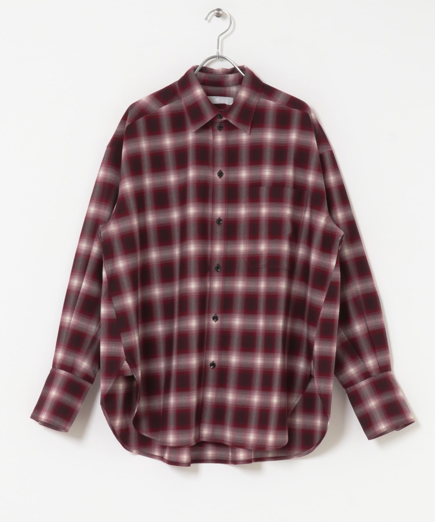 オンブレチェックルーズシャツ RED×WHT one