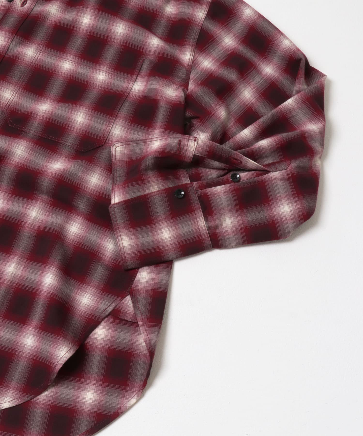 オンブレチェックルーズシャツ RED×WHT one