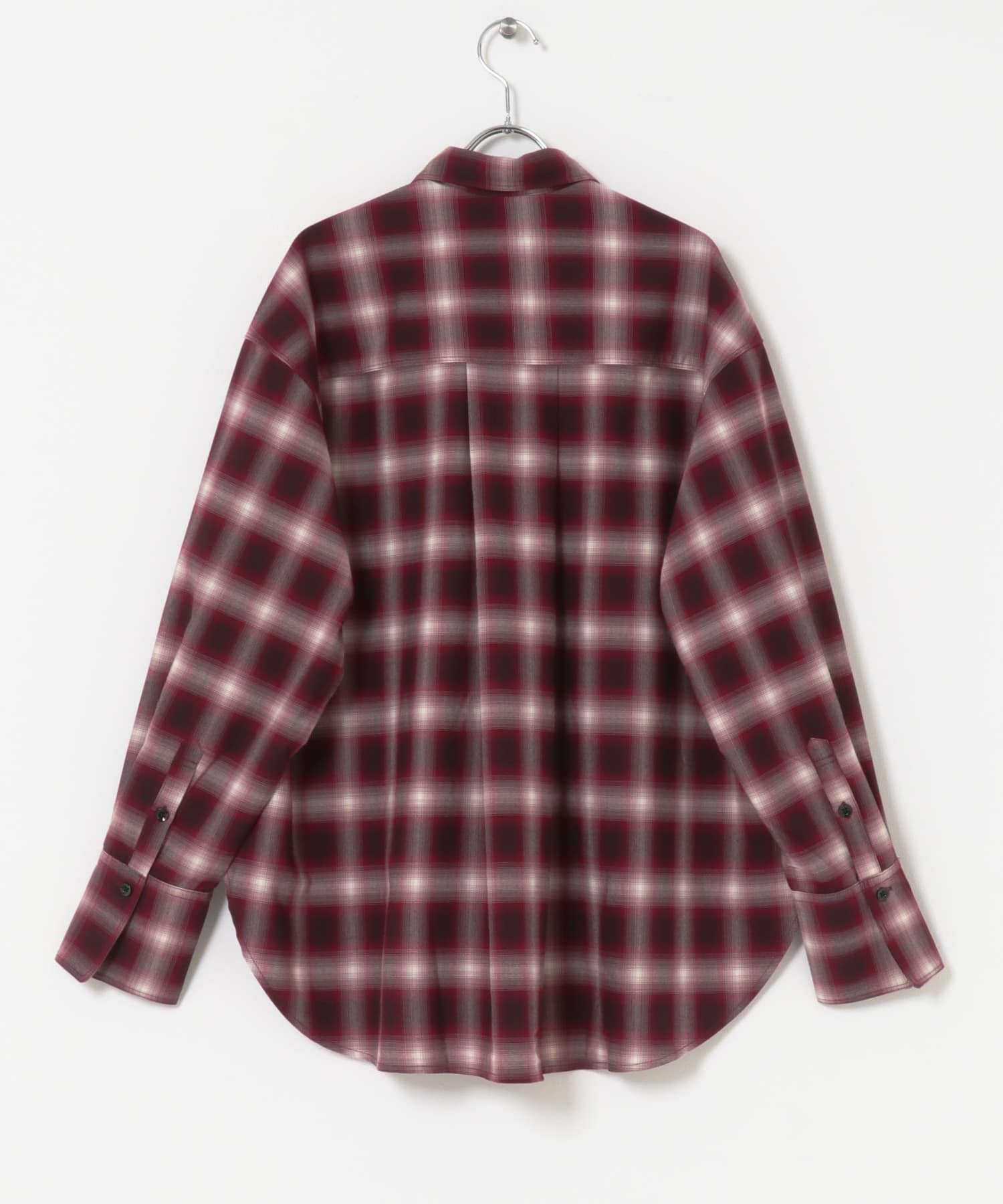 オンブレチェックルーズシャツ RED×WHT one