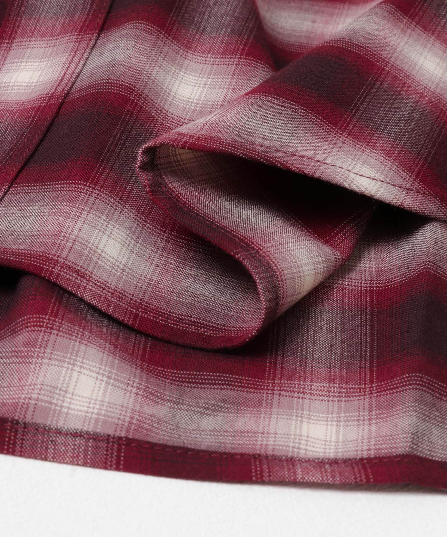 オンブレチェックルーズシャツ RED×WHT one