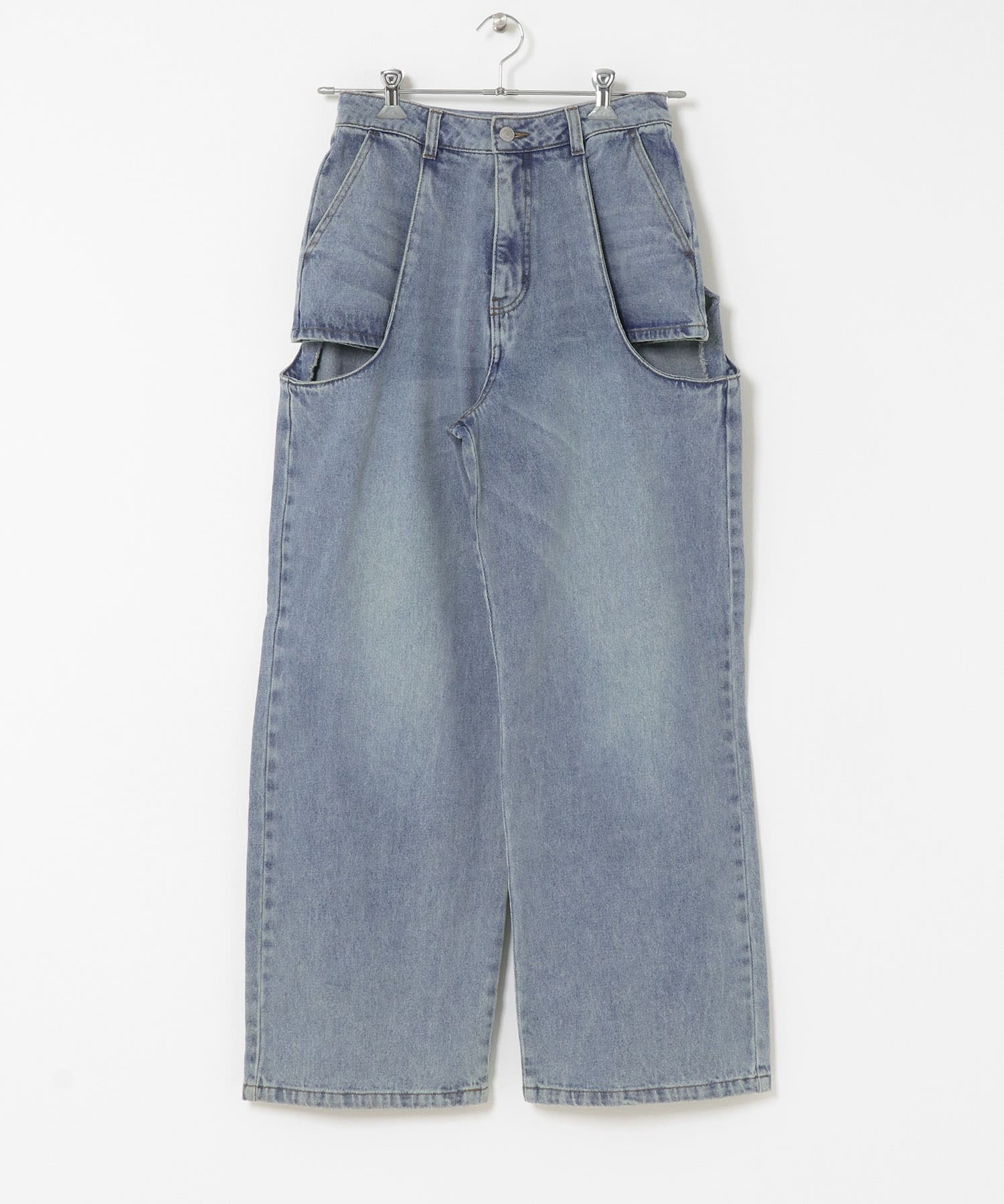 『WEB/一部店舗限定サイズ』サイドカットアウトデニム D.INDIGO S