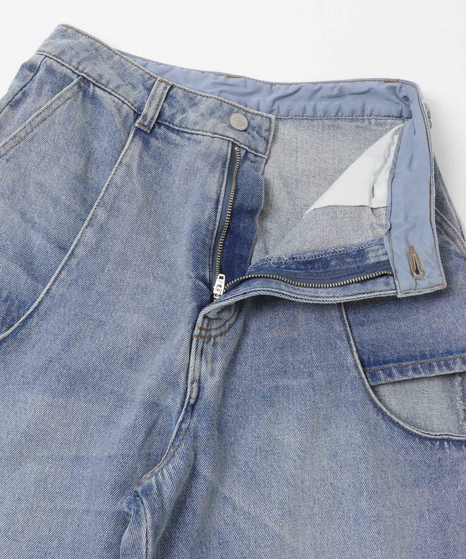 『WEB/一部店舗限定サイズ』サイドカットアウトデニム D.INDIGO S