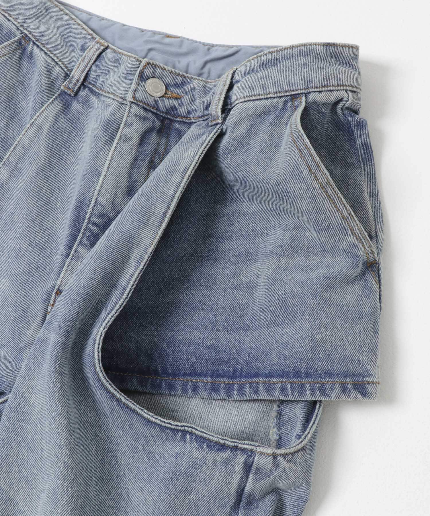 『WEB/一部店舗限定サイズ』サイドカットアウトデニム D.INDIGO S