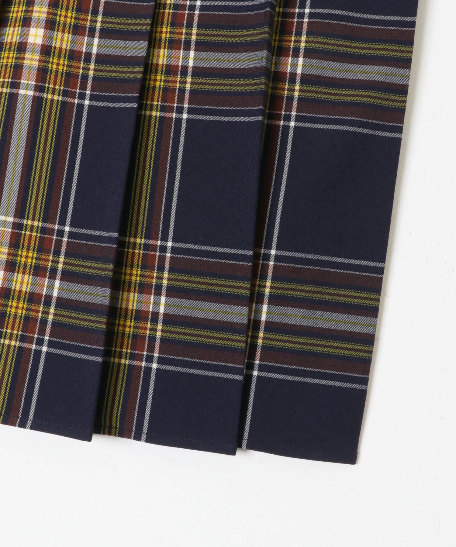 チェックプリーツスカート NVY×YEL one