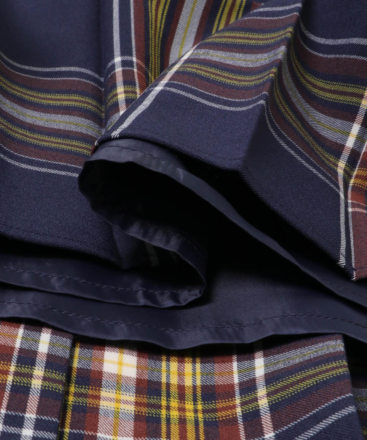 チェックプリーツスカート NVY×YEL one