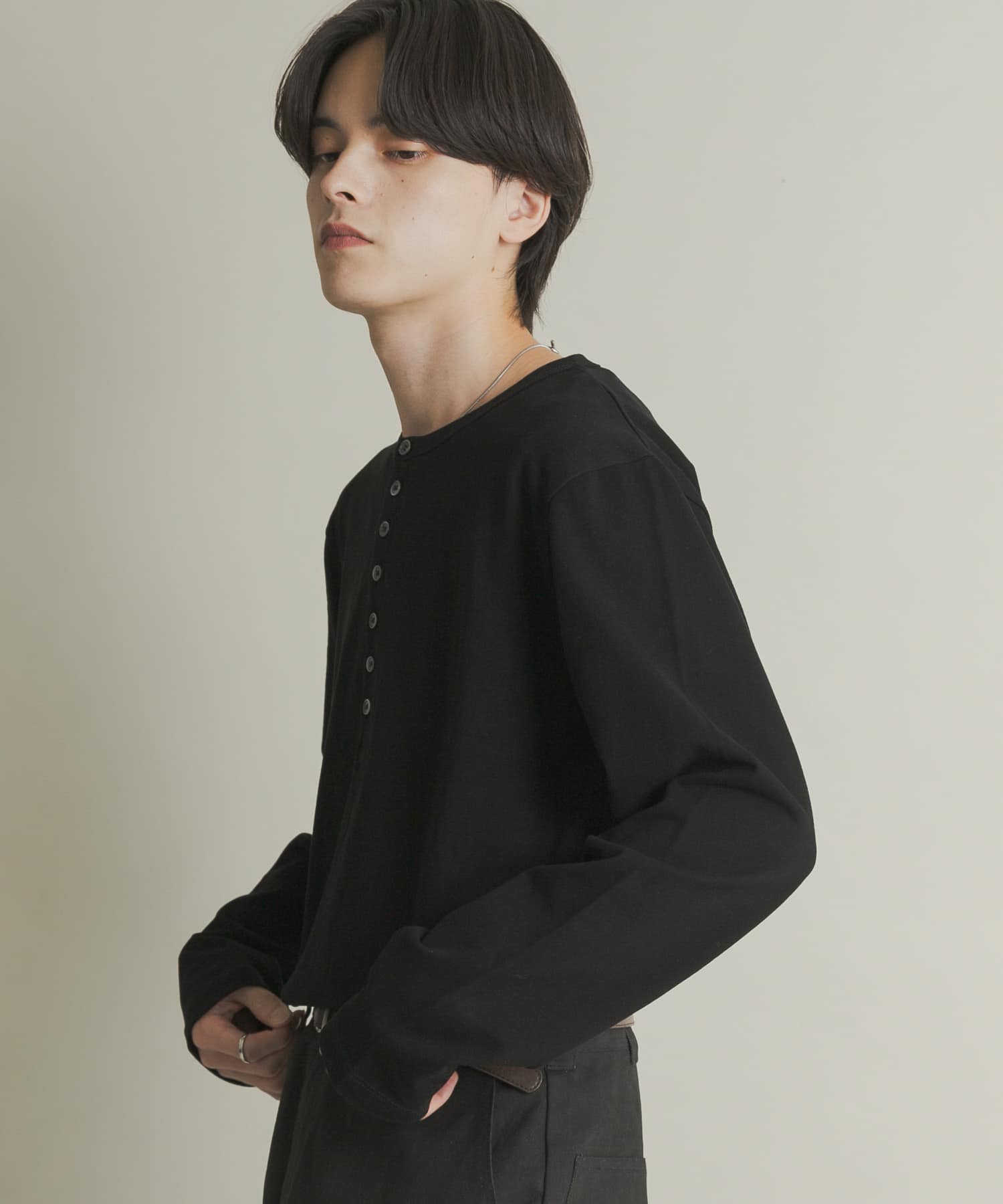ヘンリーネックロングTシャツ