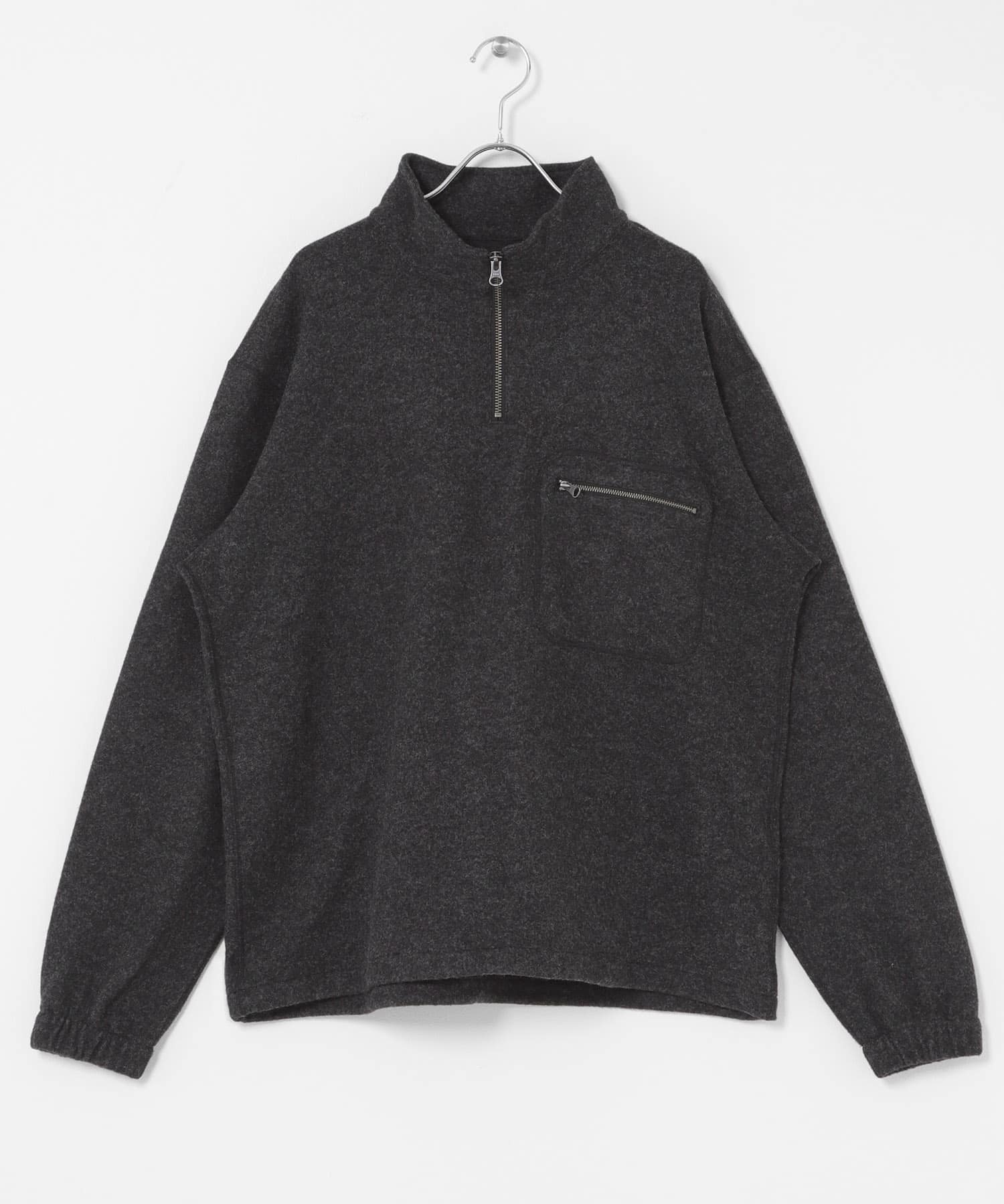 ウールジャージハーフZIP CHARCOAL M