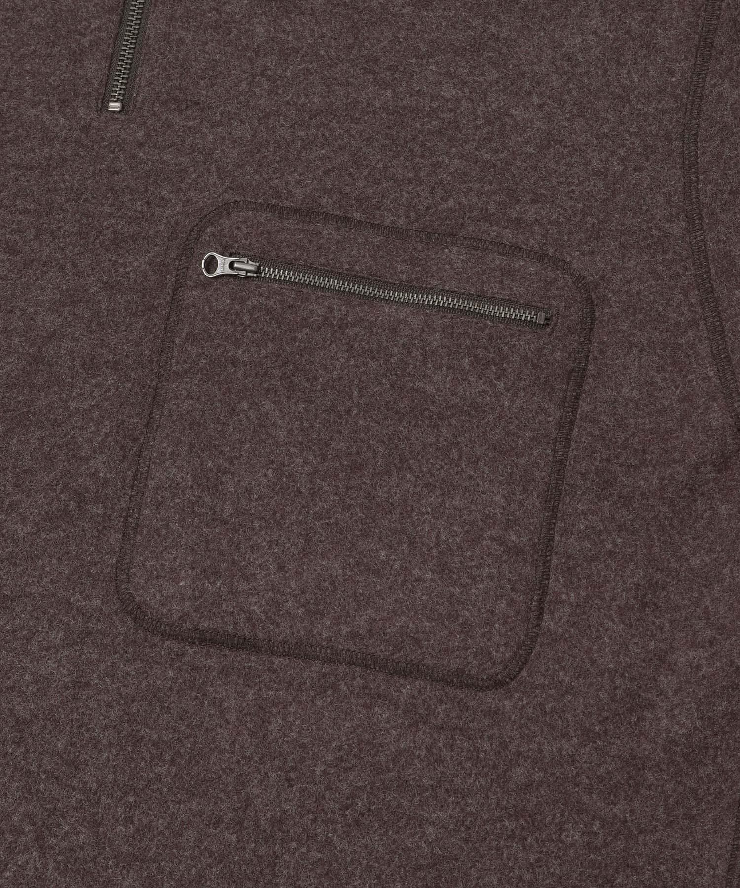 ウールジャージハーフZIP BROWN M