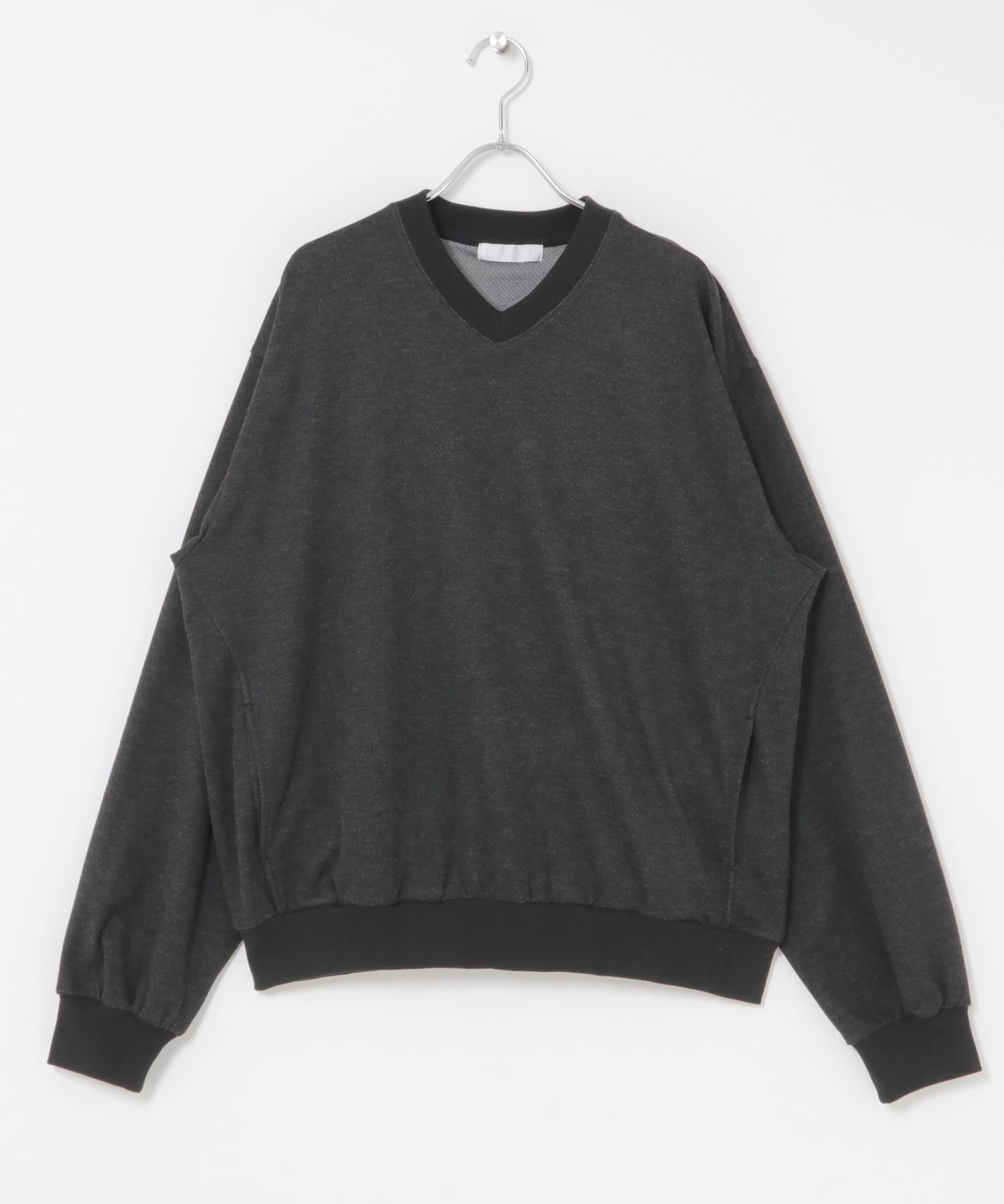 ライトカットメルトンVネックプルオーバー BLACK M