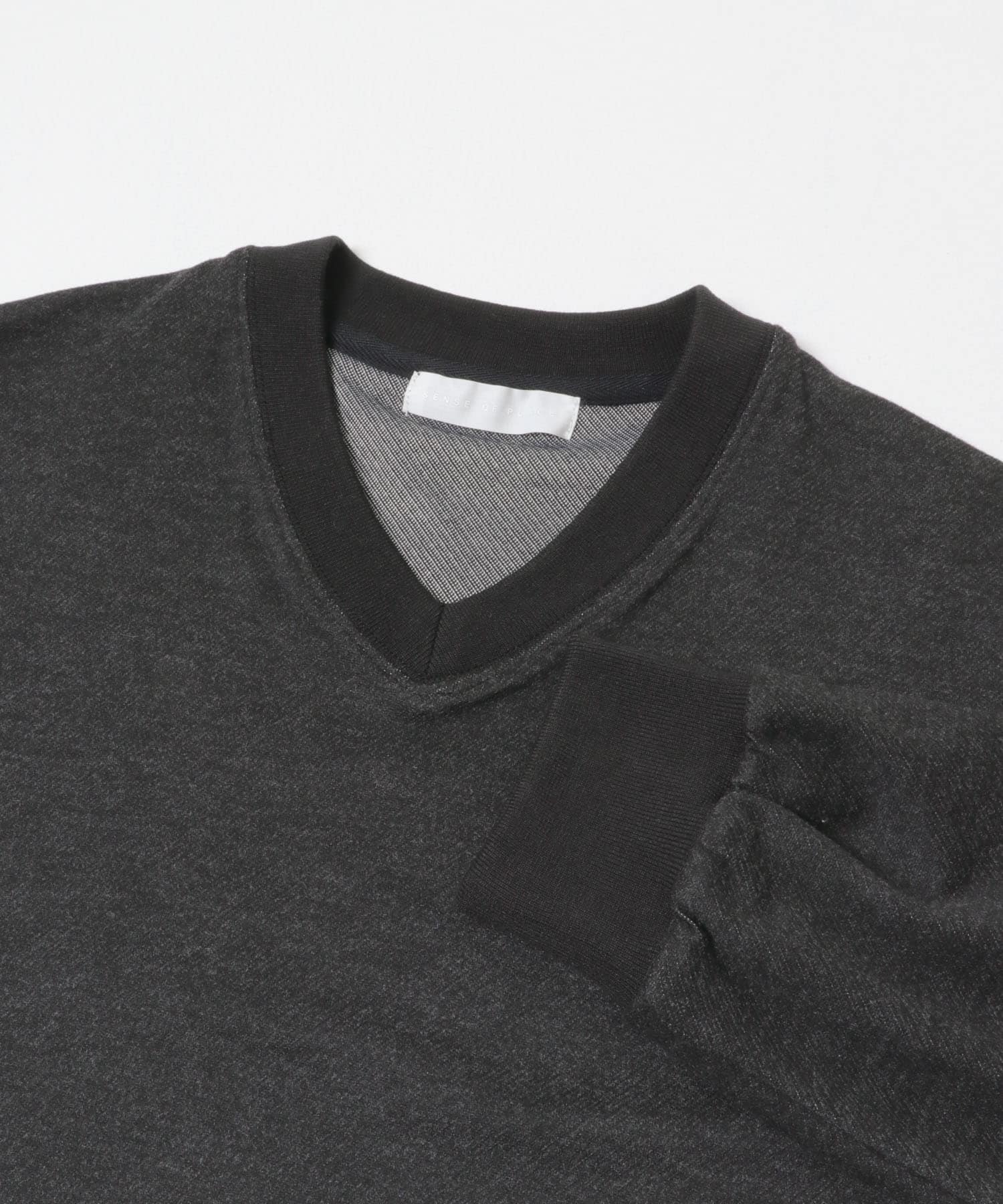 ライトカットメルトンVネックプルオーバー BLACK M