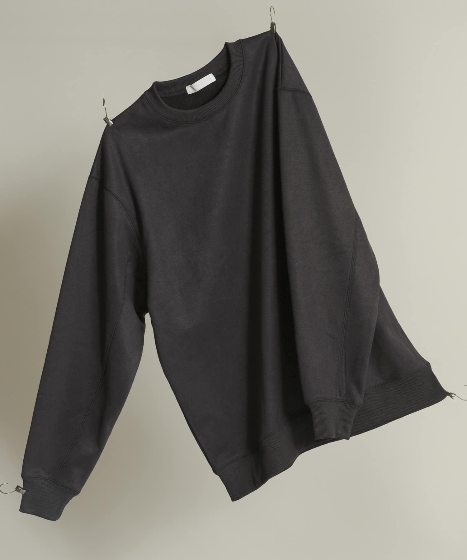 フェイクスエードクルーネックスウェット CHARCOAL L