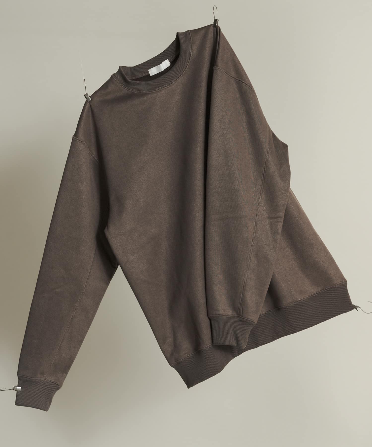 フェイクスエードクルーネックスウェット D.BROWN M