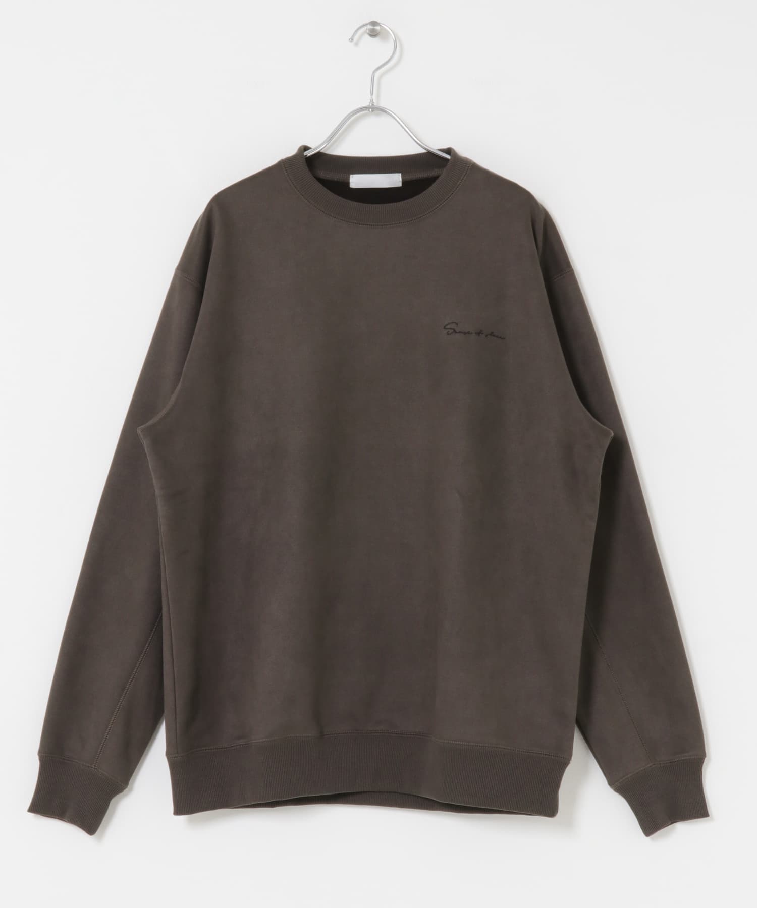 シシュウフェイクスエードクルーネックスウェット D.BROWN M