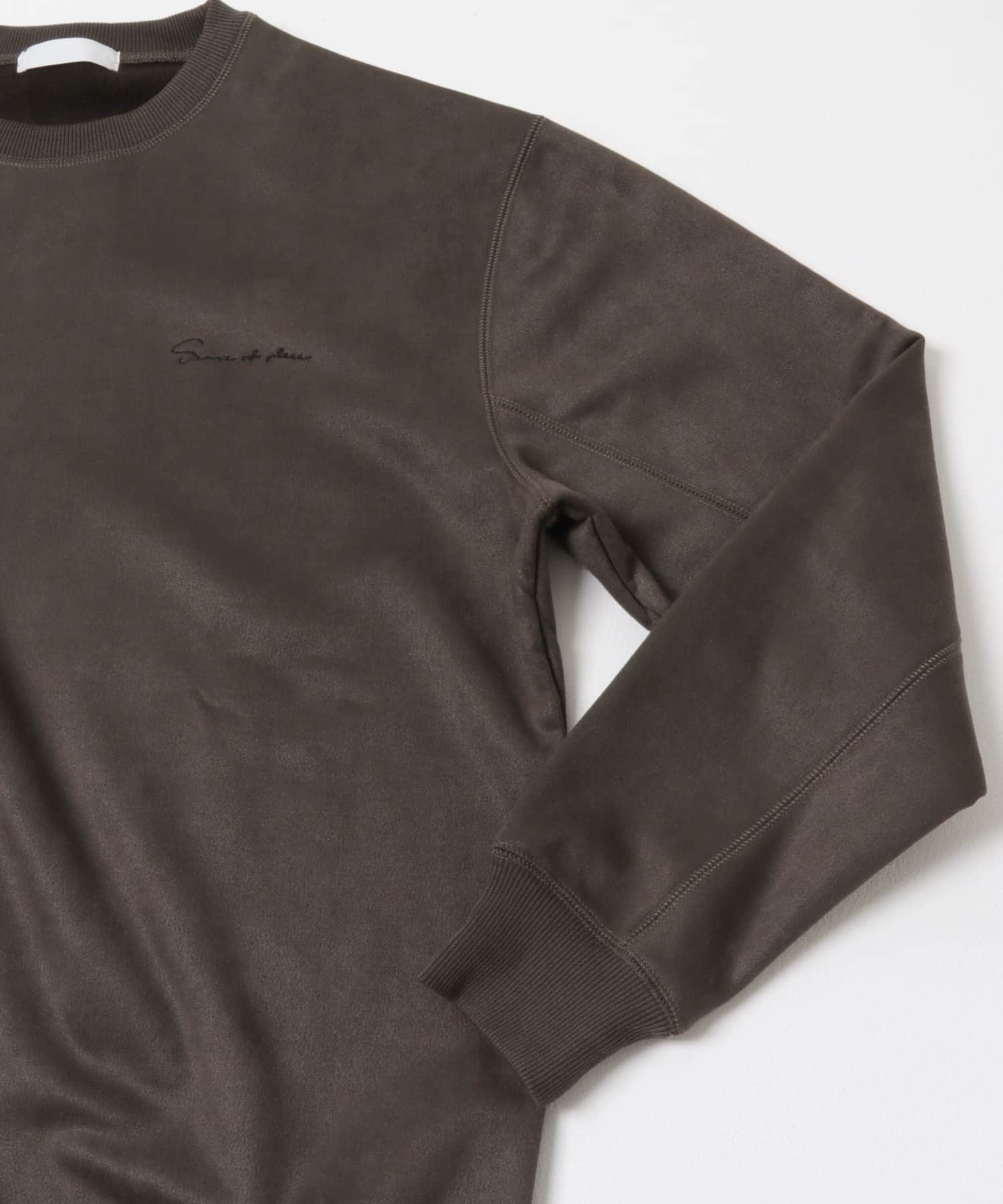 シシュウフェイクスエードクルーネックスウェット D.BROWN M
