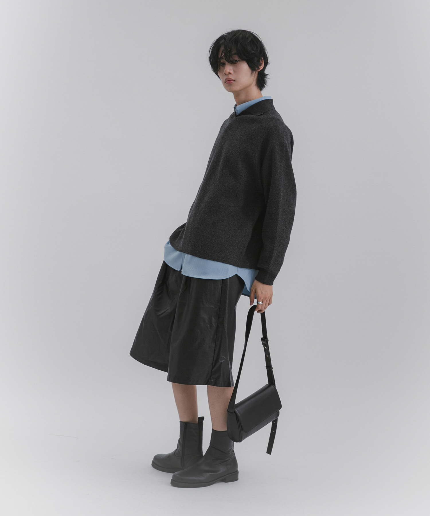 スウェットライクスキッパーニット CHARCOAL L