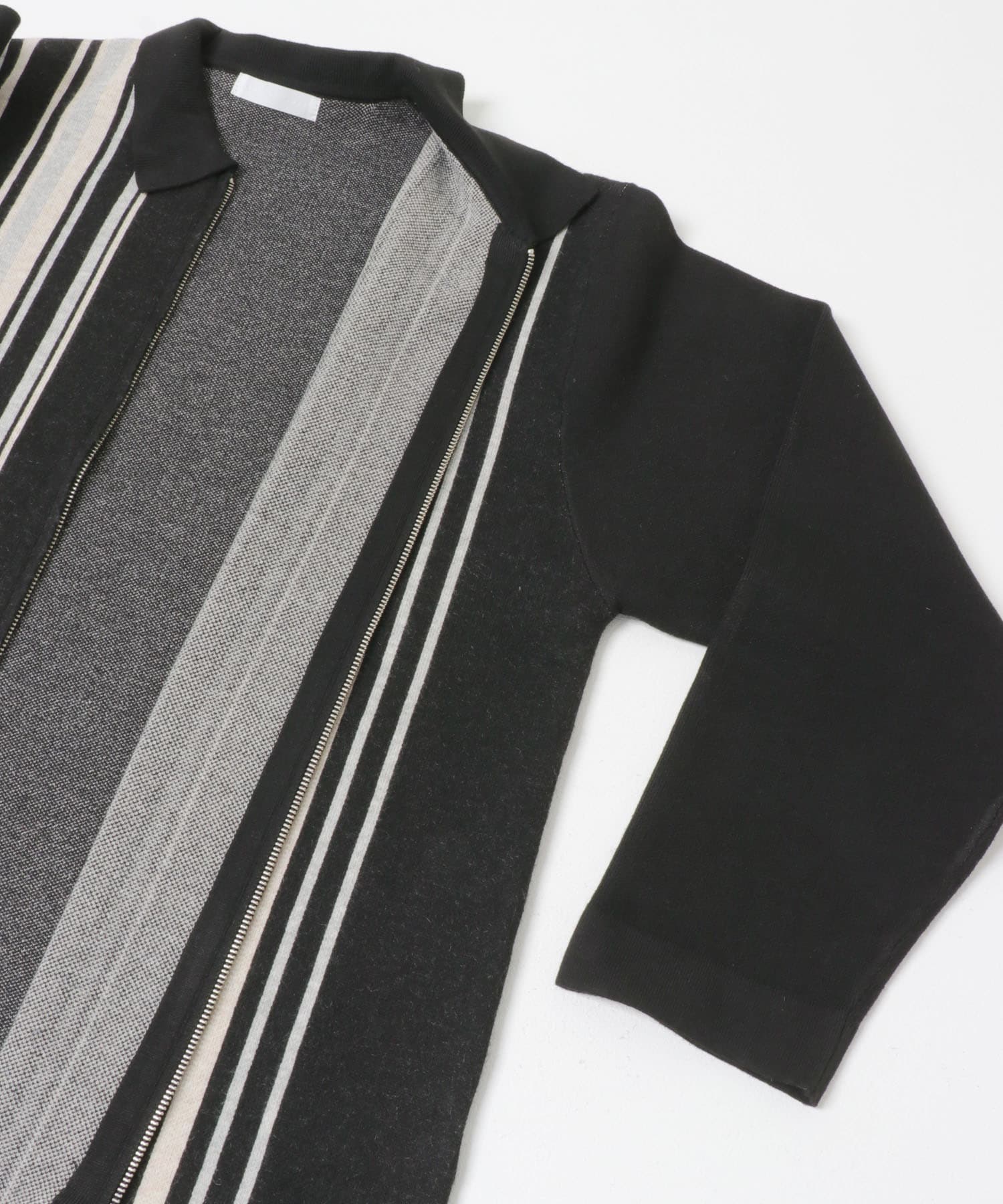 ストライプZIPニットシャツ BLACK M