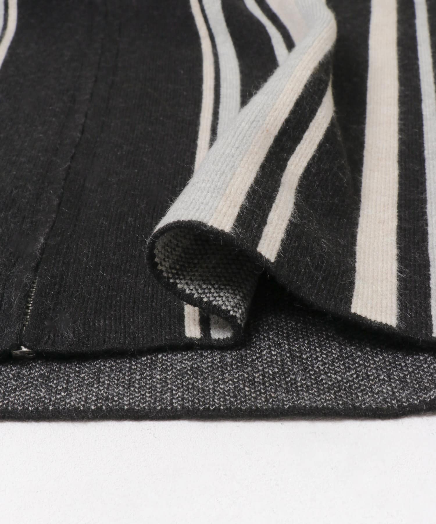 ストライプZIPニットシャツ BLACK M