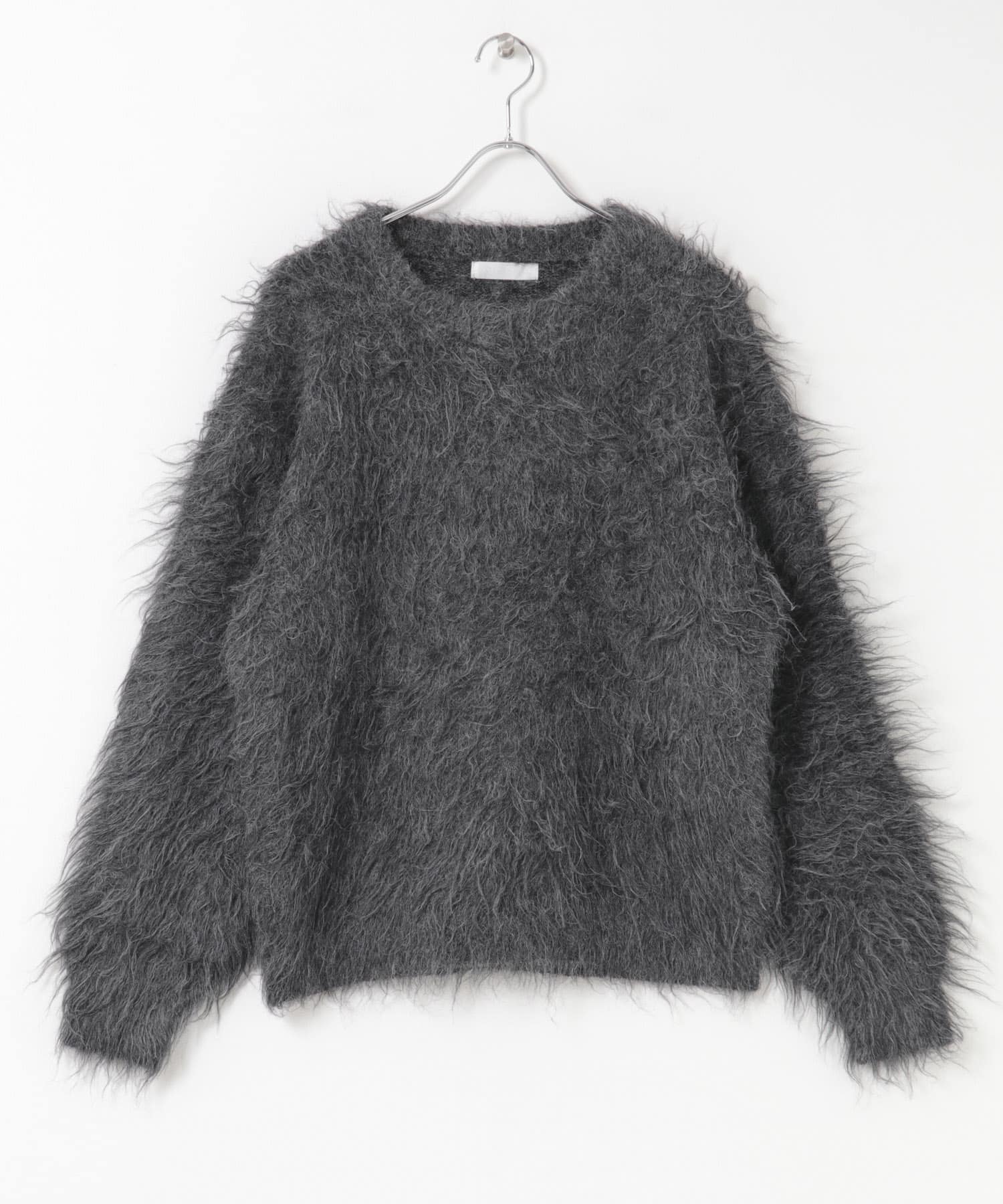 『洗濯可』シャギークルーネックニット CHARCOAL M