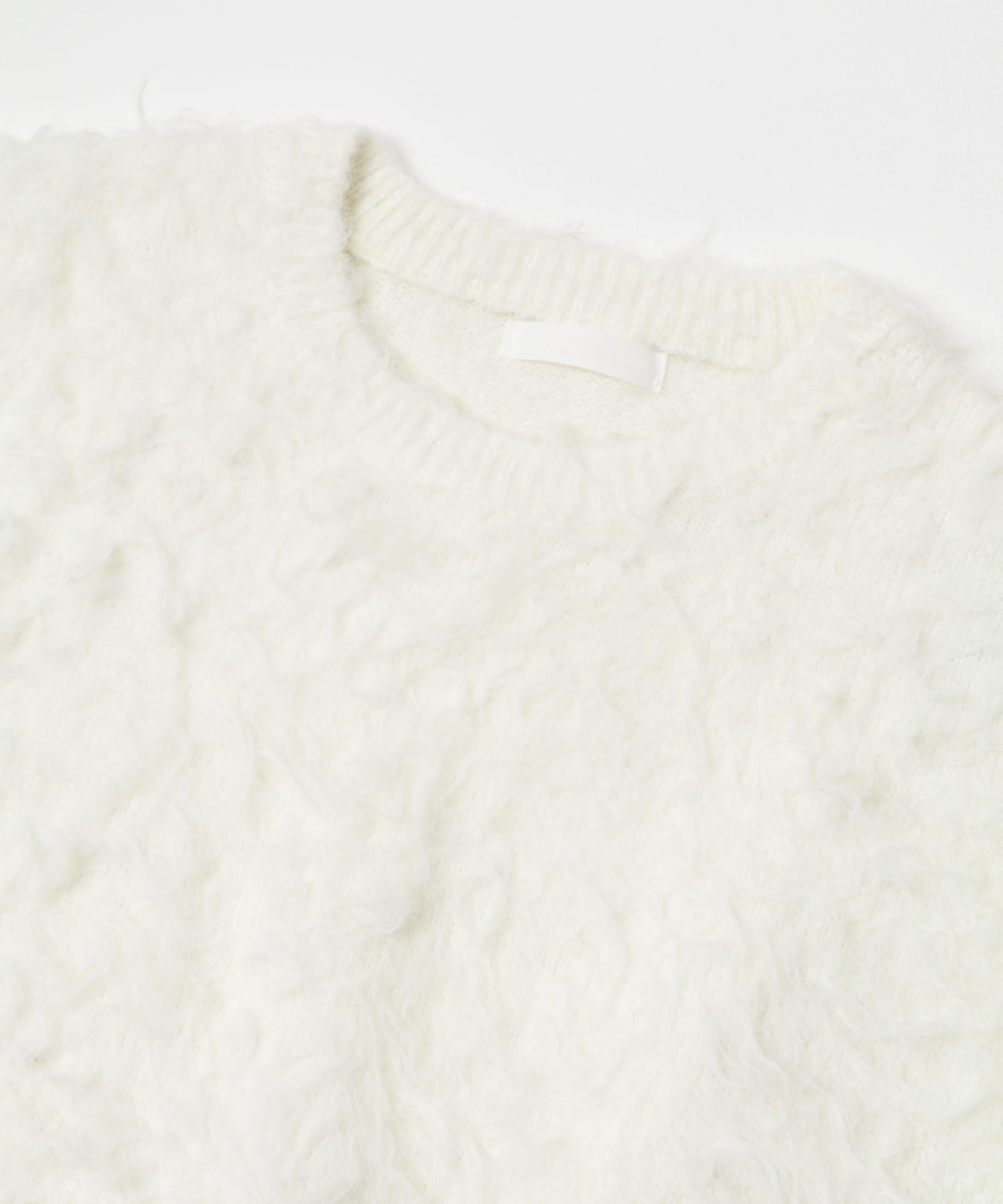 『洗濯可』シャギークルーネックニット OFF WHITE M