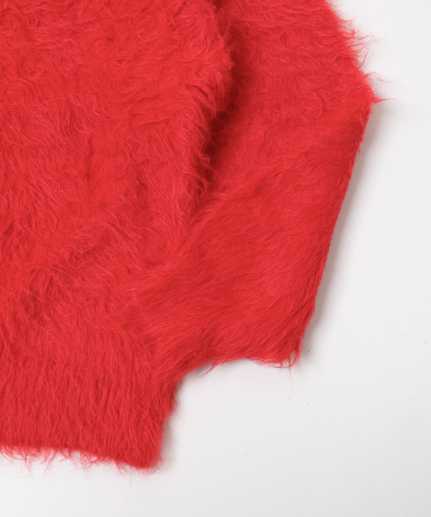 『洗濯可』シャギークルーネックニット RED M