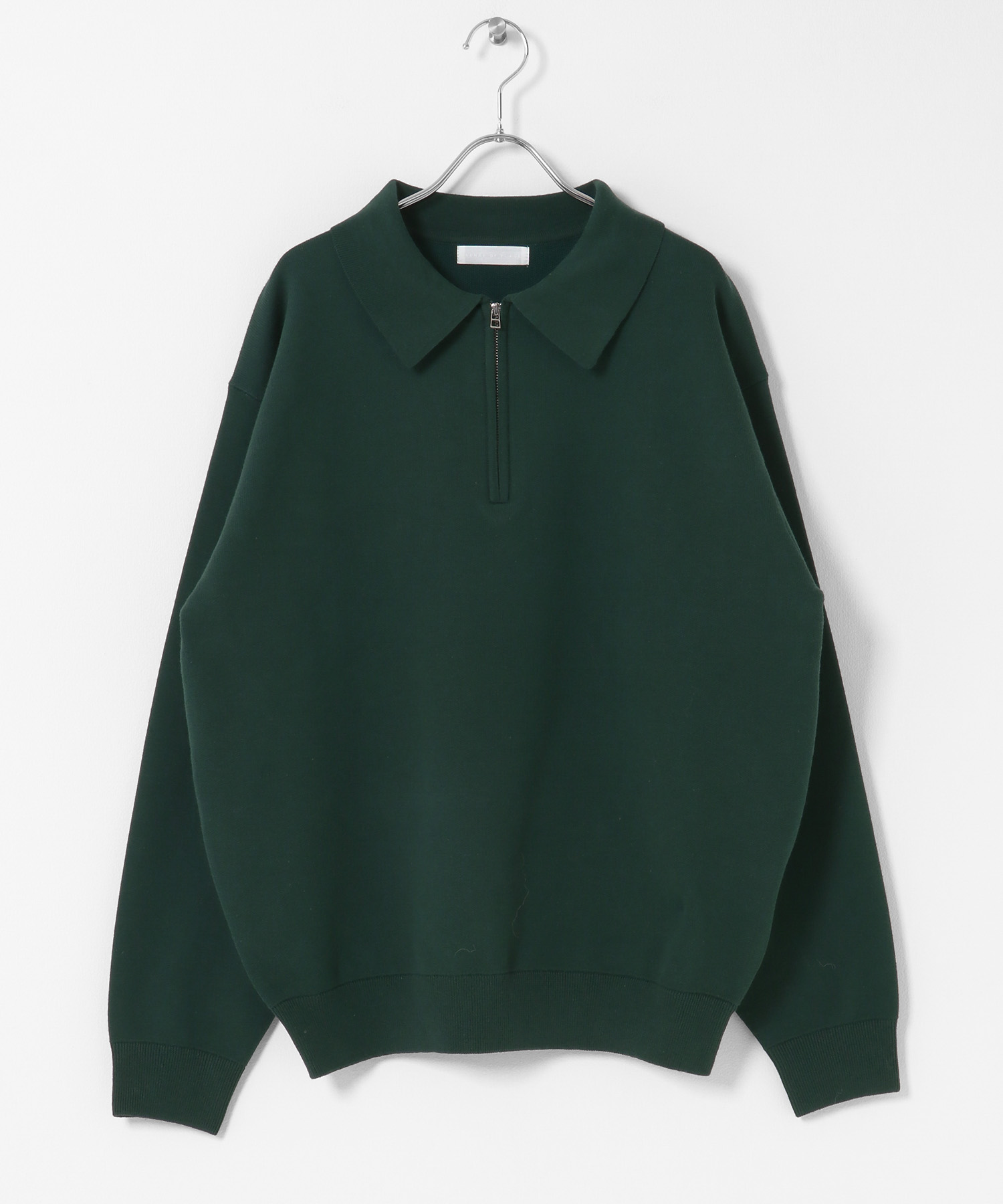 スウェットライクハーフジップニット GREEN M