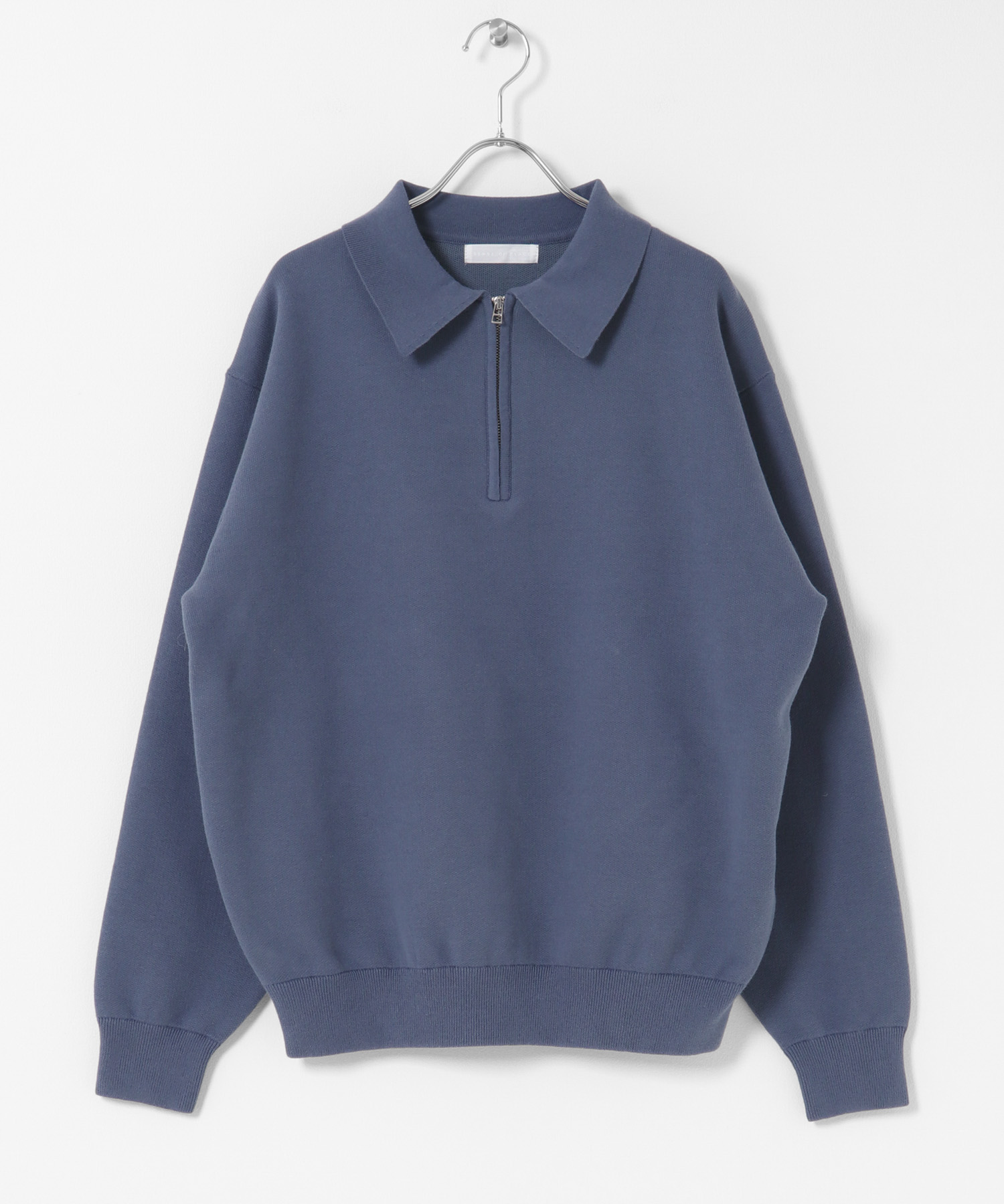 スウェットライクハーフジップニット BLUE M