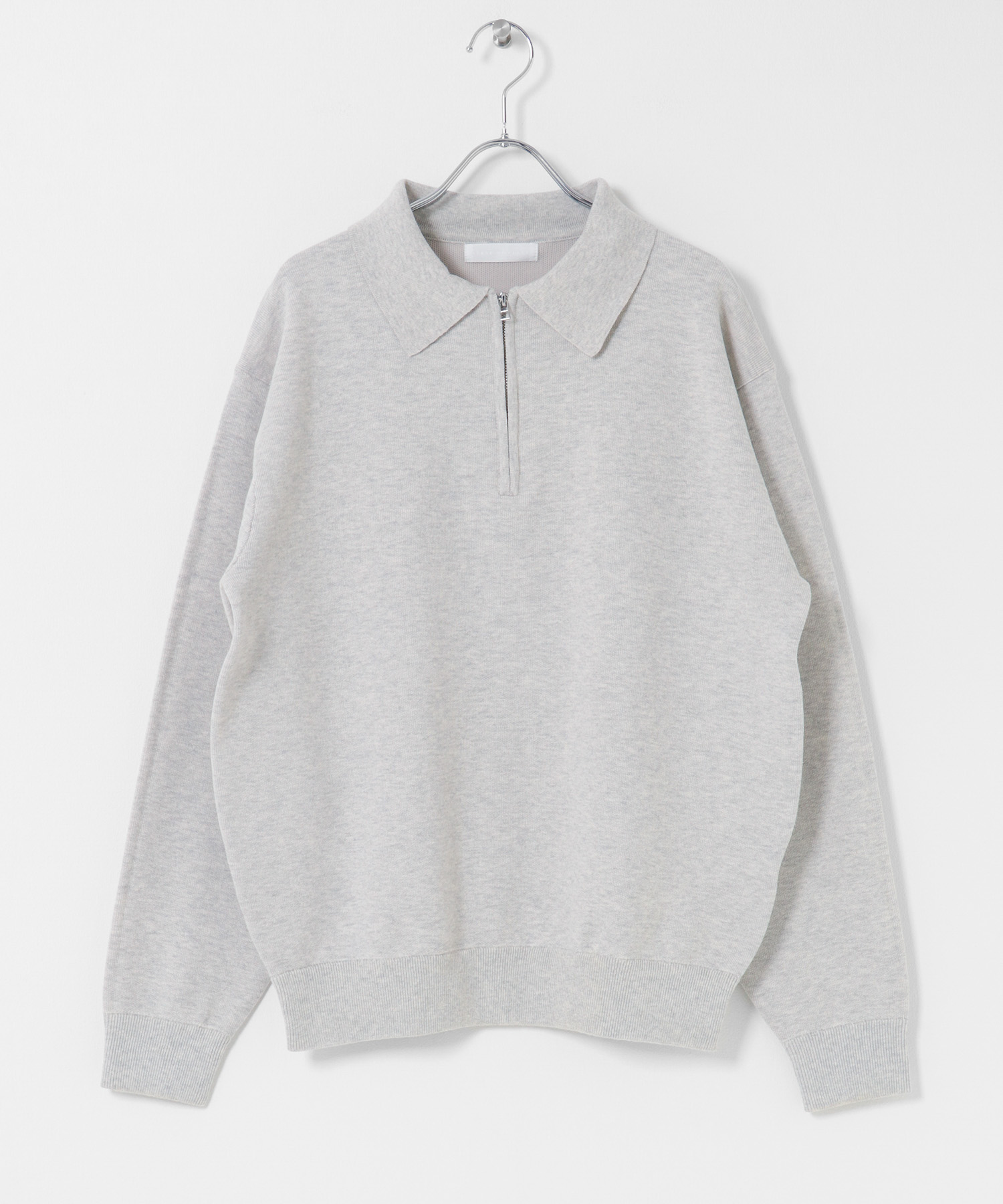 スウェットライクハーフジップニット L.GRAY M