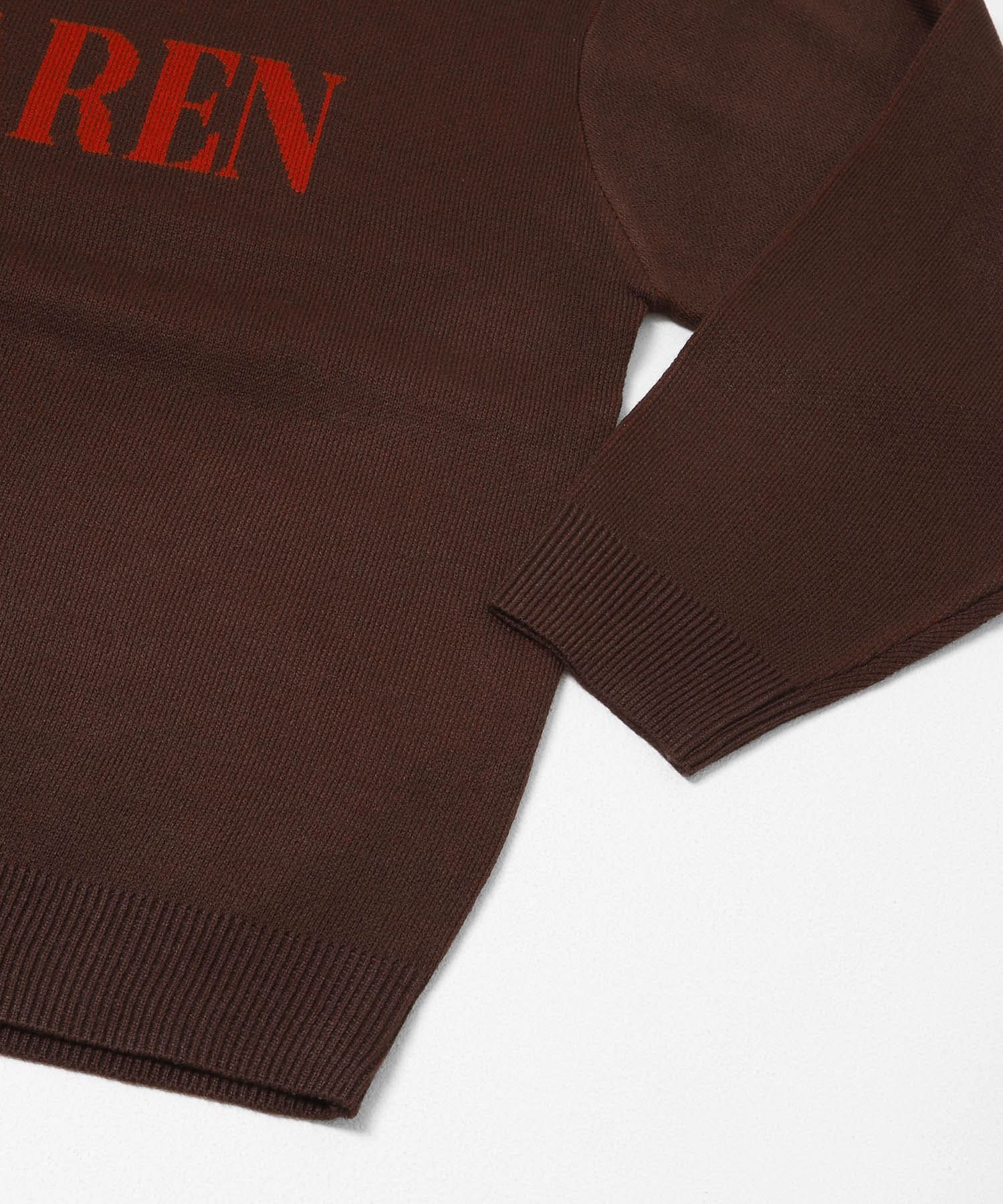 ロゴグラフィッククルーネックニット BROWN M