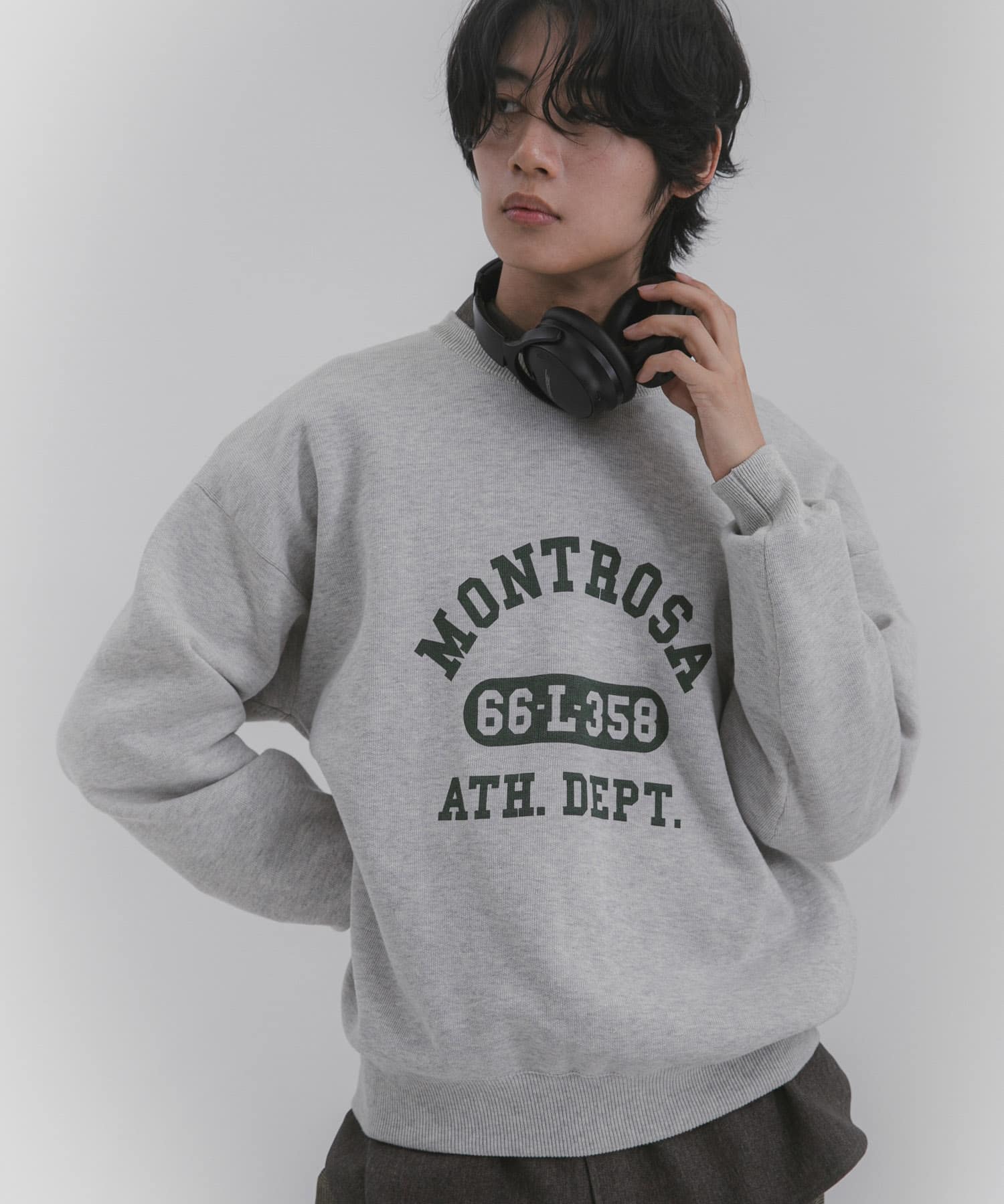 スウェットライクカレッジロゴニット GRAY M
