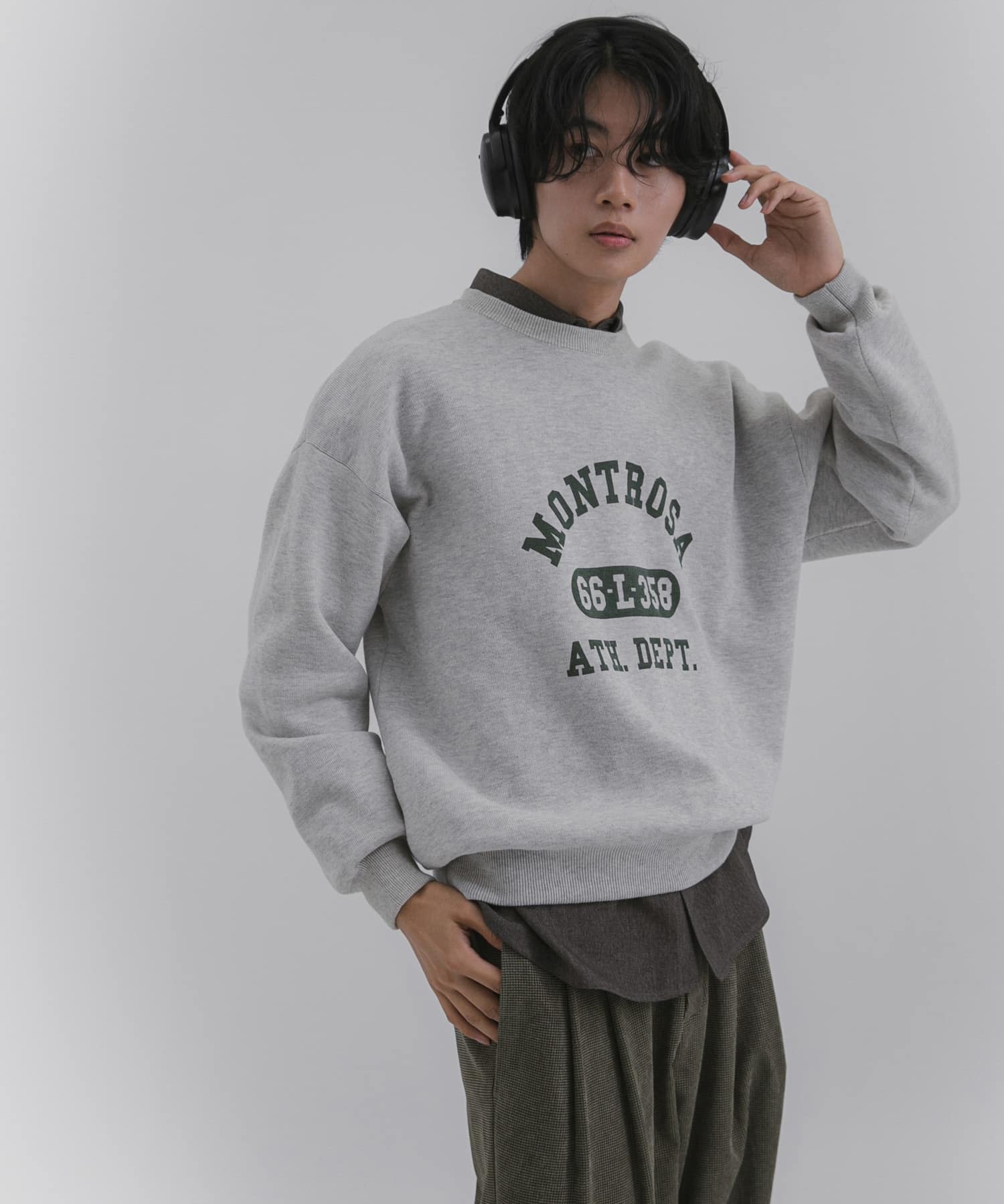 スウェットライクカレッジロゴニット GRAY M