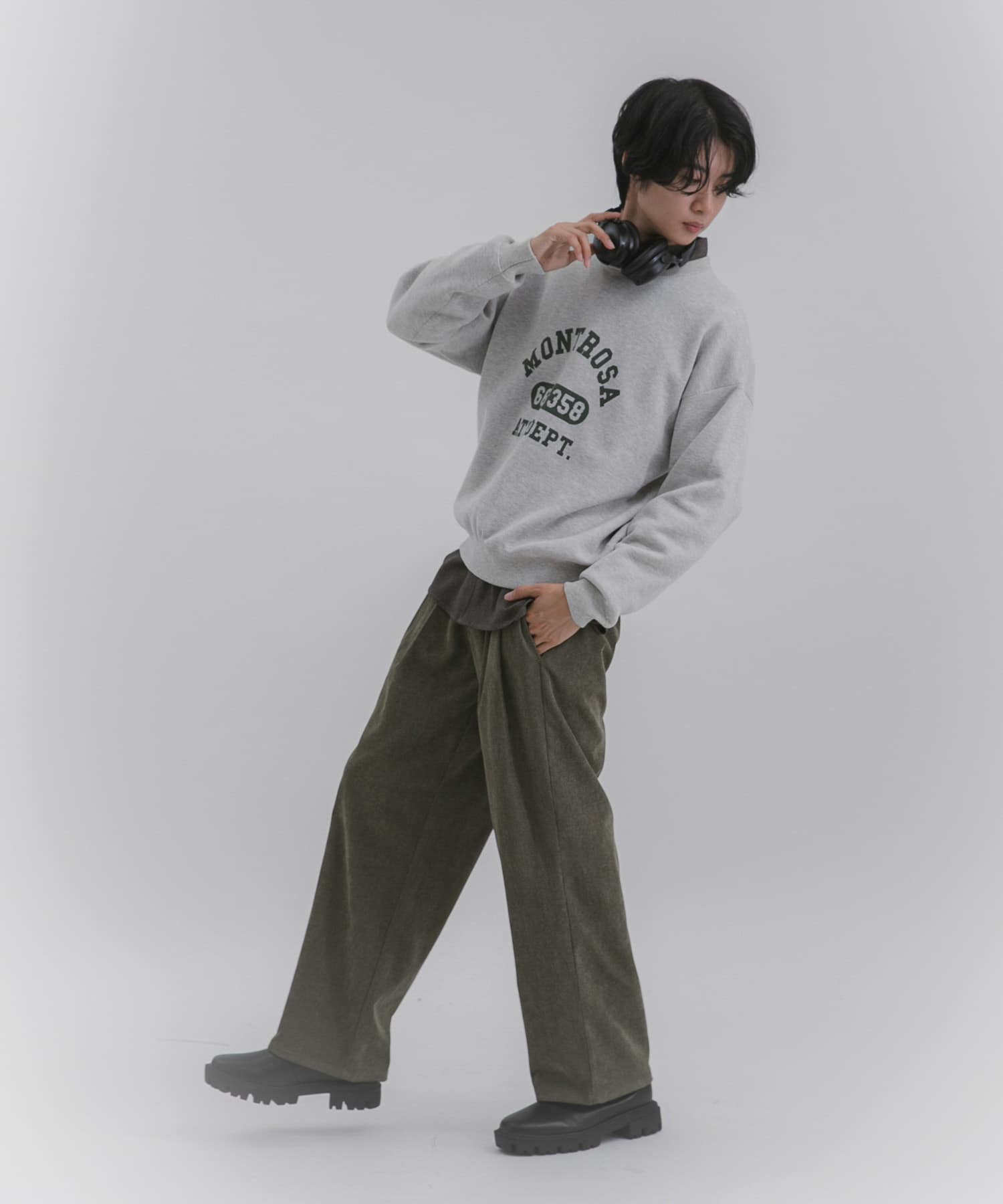スウェットライクカレッジロゴニット GRAY M