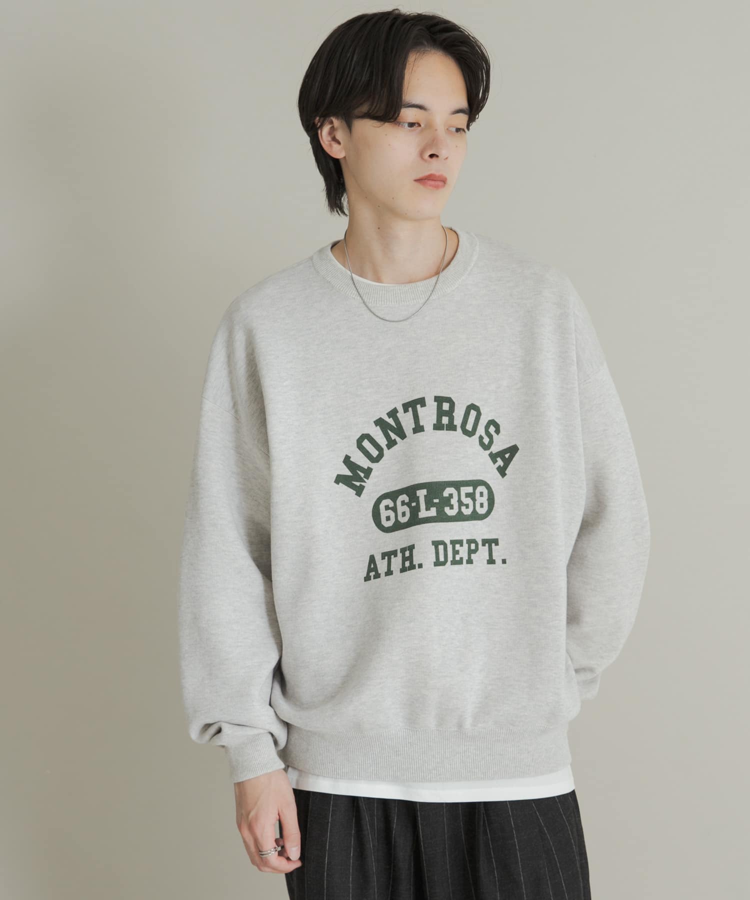 スウェットライクカレッジロゴニット GRAY L