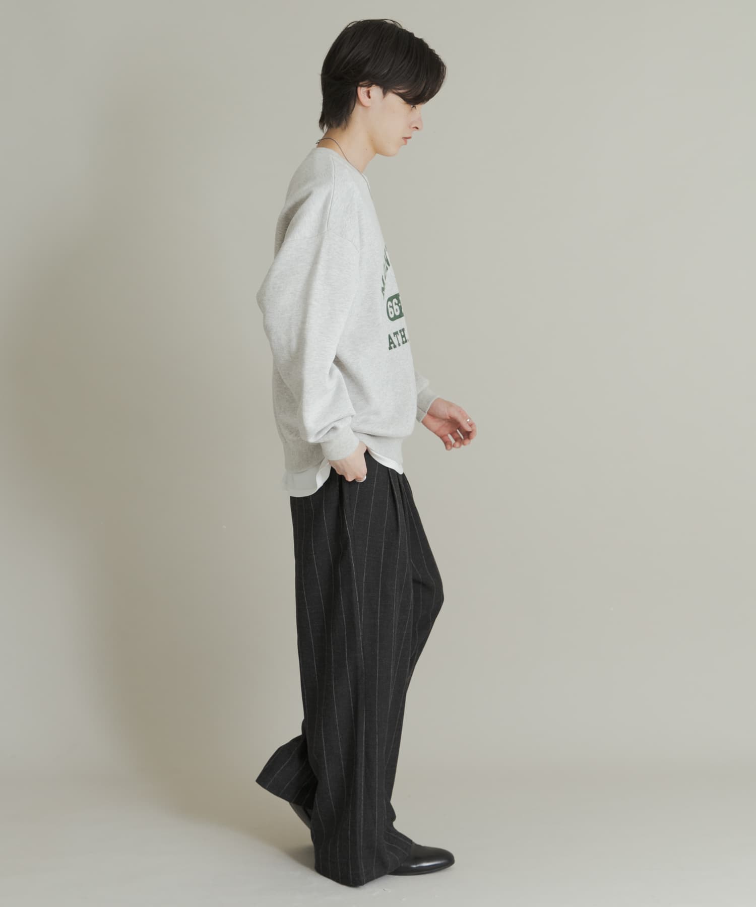 スウェットライクカレッジロゴニット GRAY L
