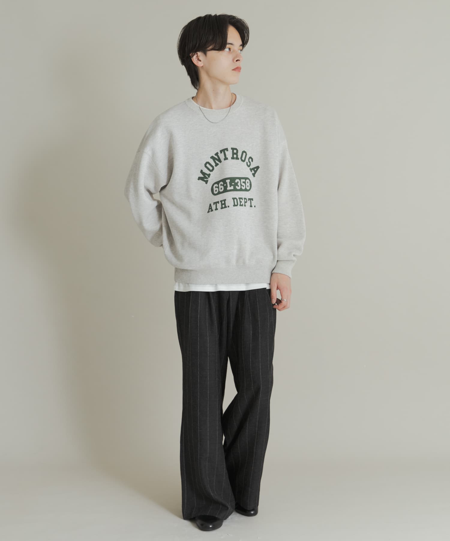 スウェットライクカレッジロゴニット GRAY L