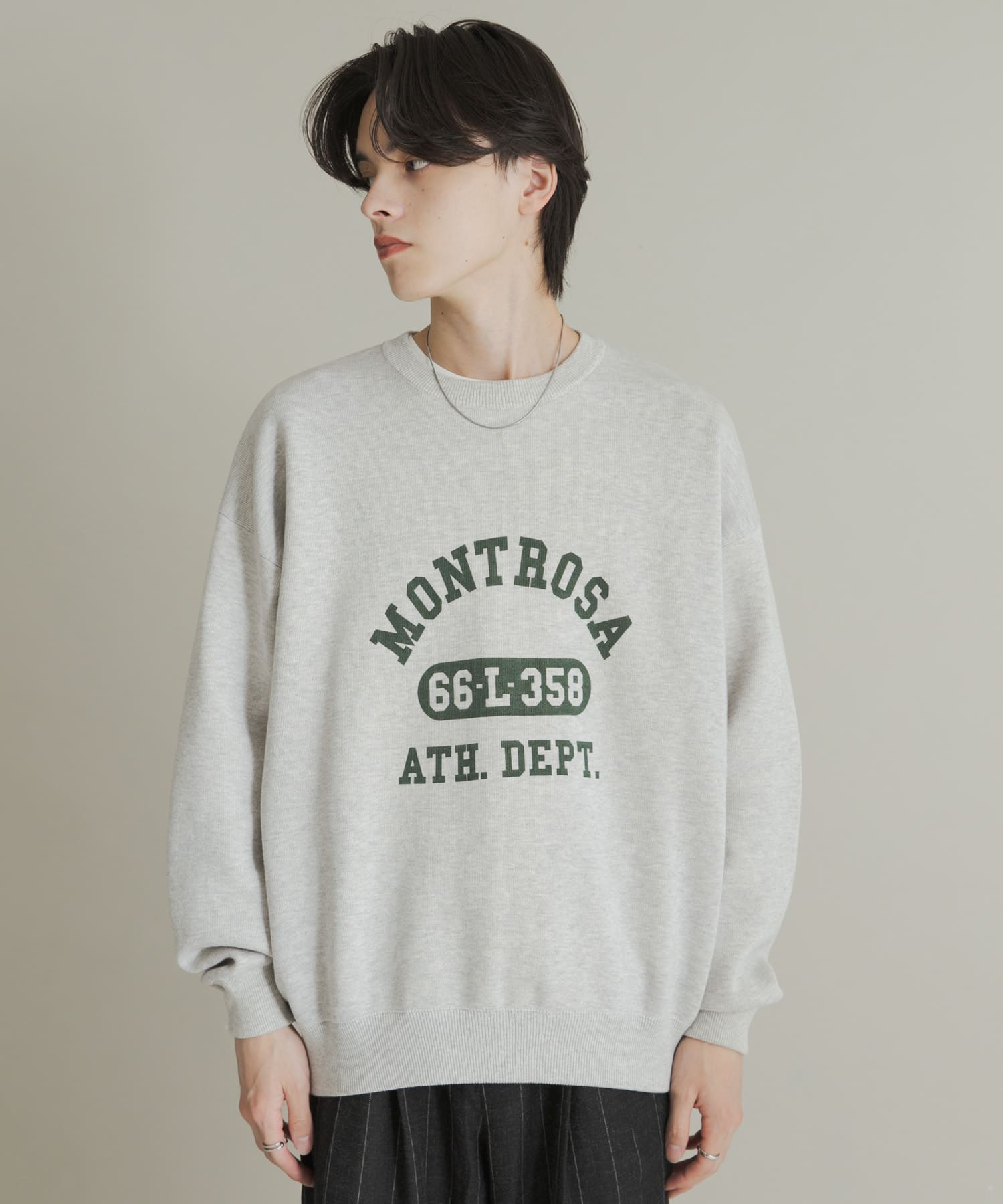 スウェットライクカレッジロゴニット GRAY M