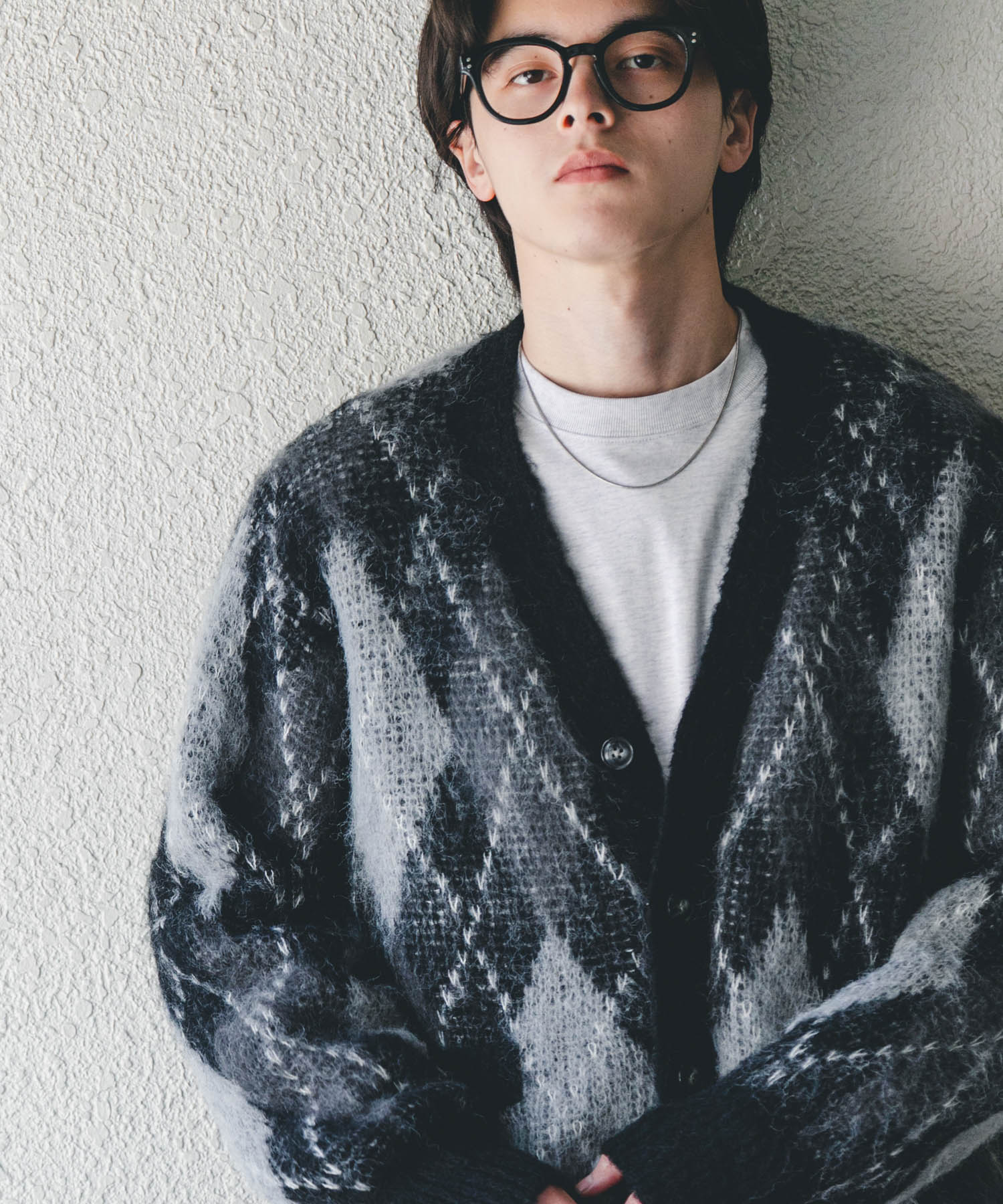 アーガイルVネックカーディガン