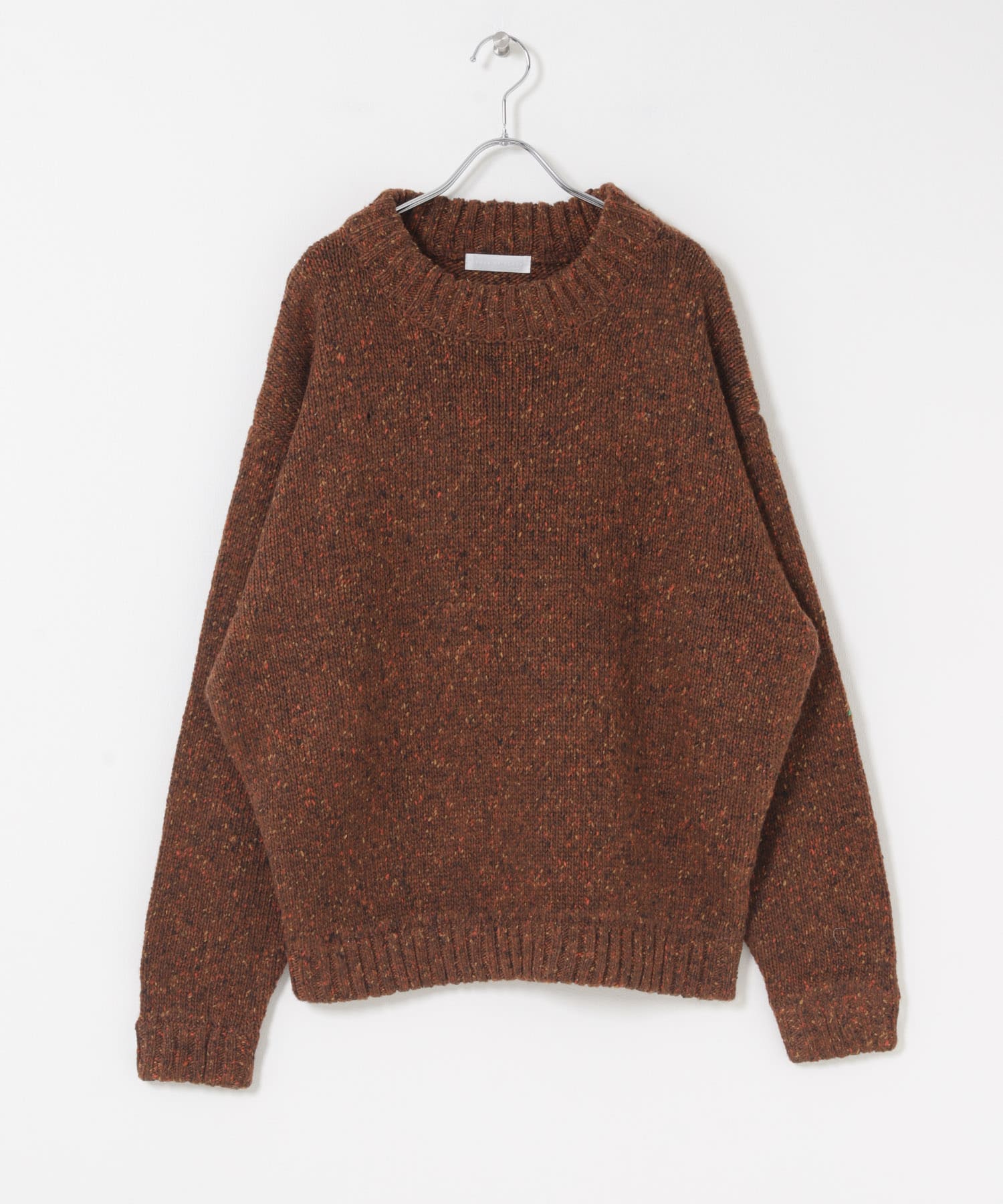 『洗濯可』カラーネップニットプルオーバー BROWN M