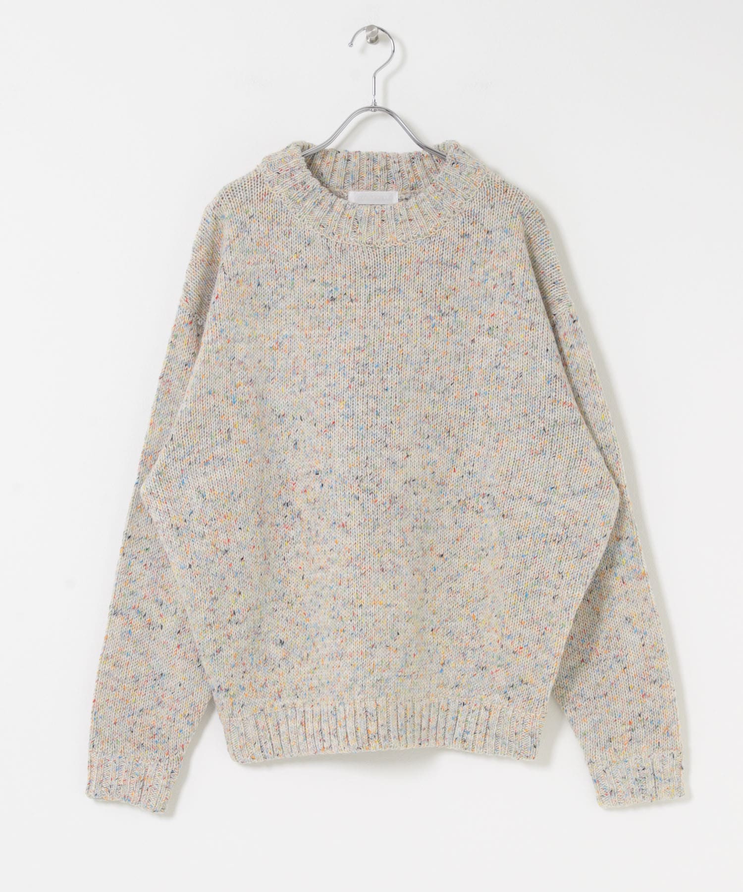 『洗濯可』カラーネップニットプルオーバー IVORY M