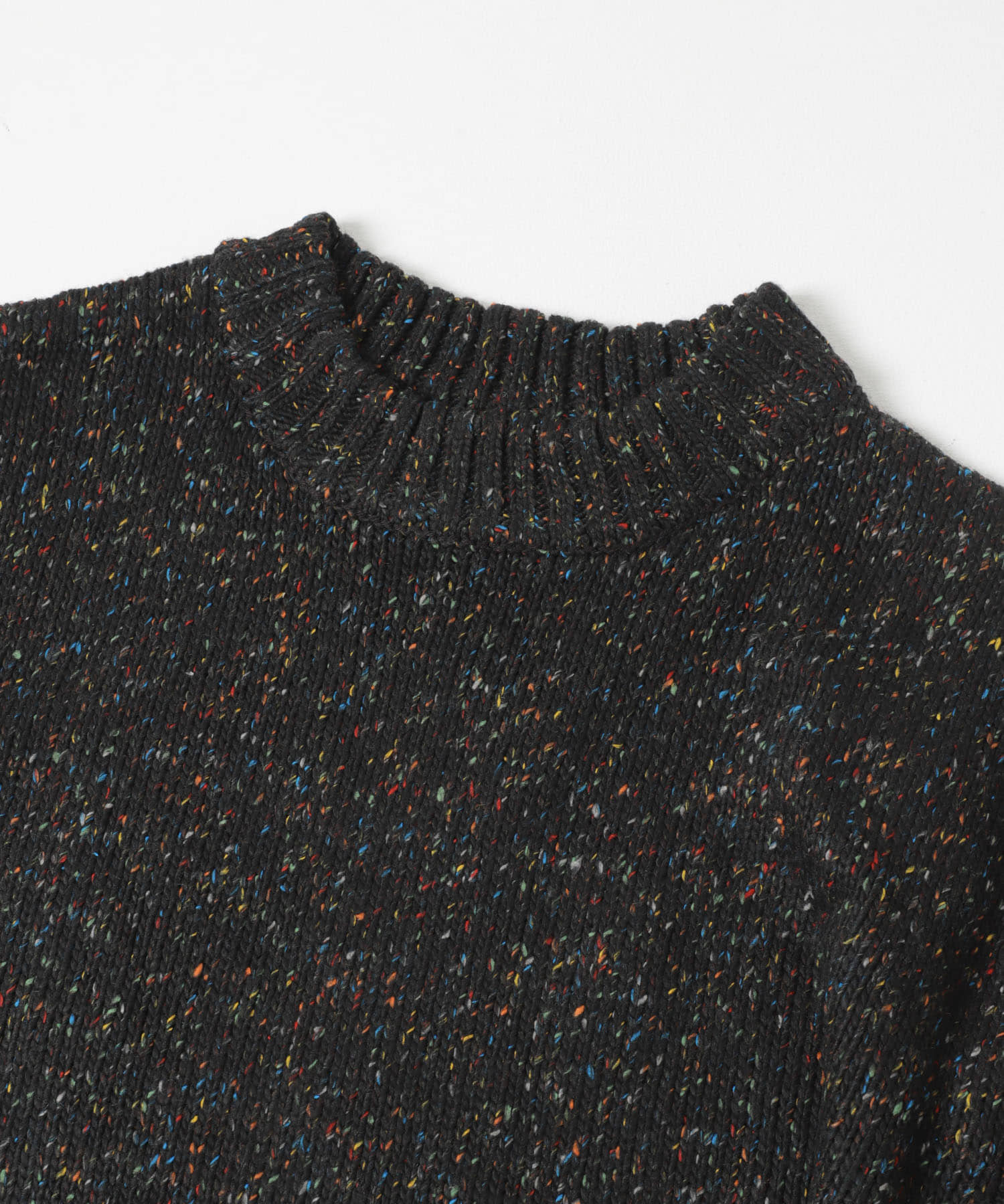 『洗濯可』カラーネップニットプルオーバー BLACK M
